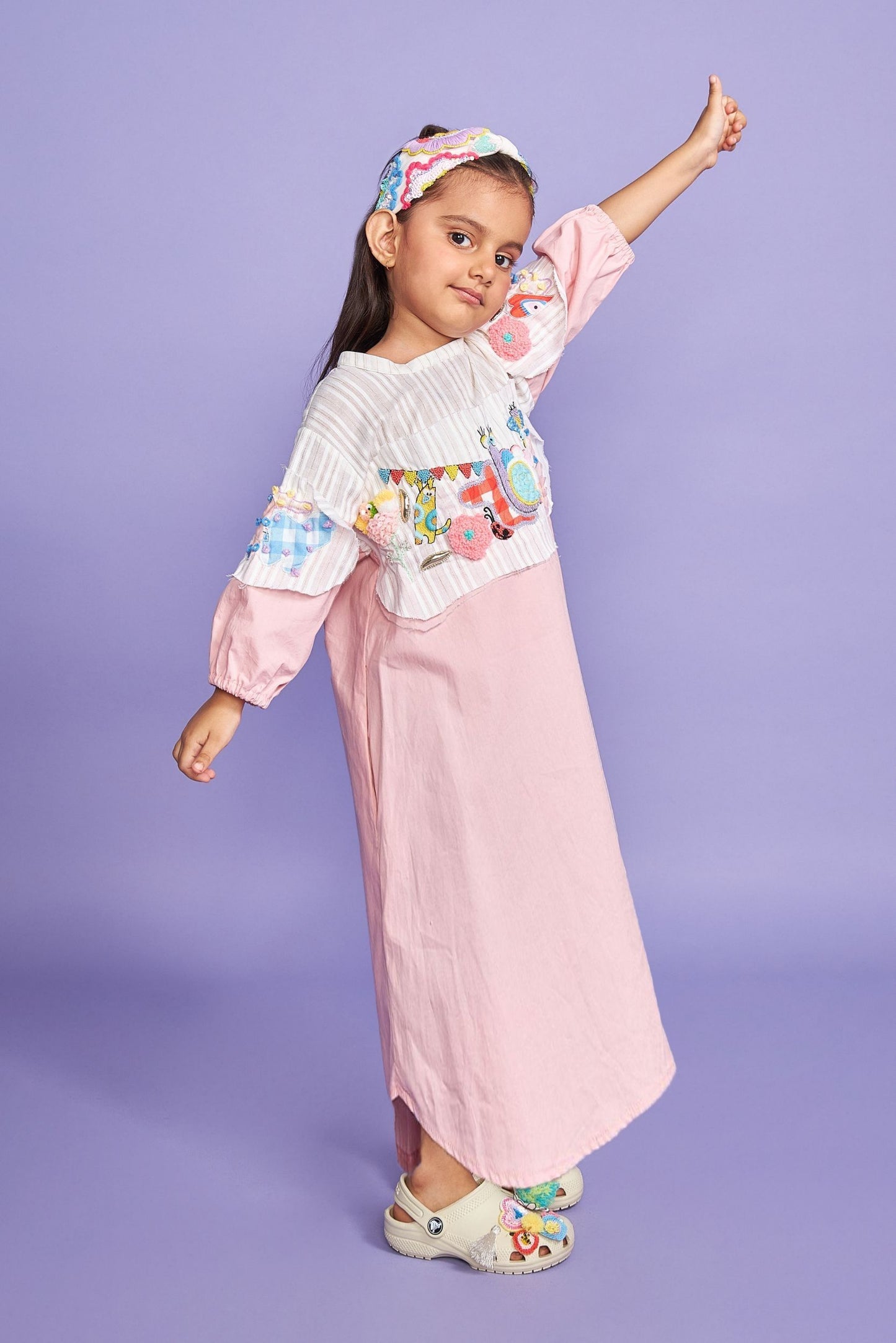 Fly High Pink Cotton Girls Long dress