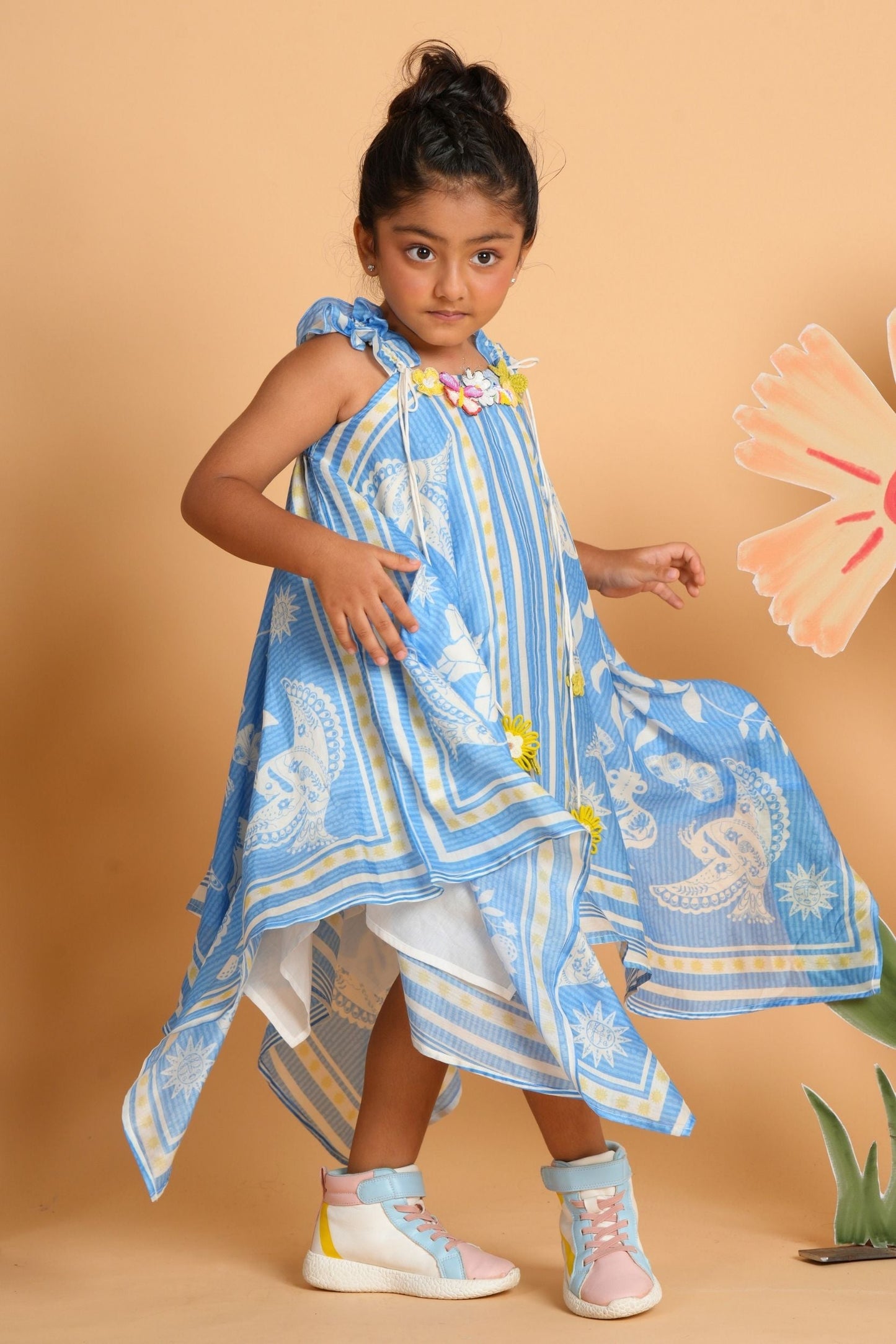 Nola Blue Embellished Handkerchief Dress