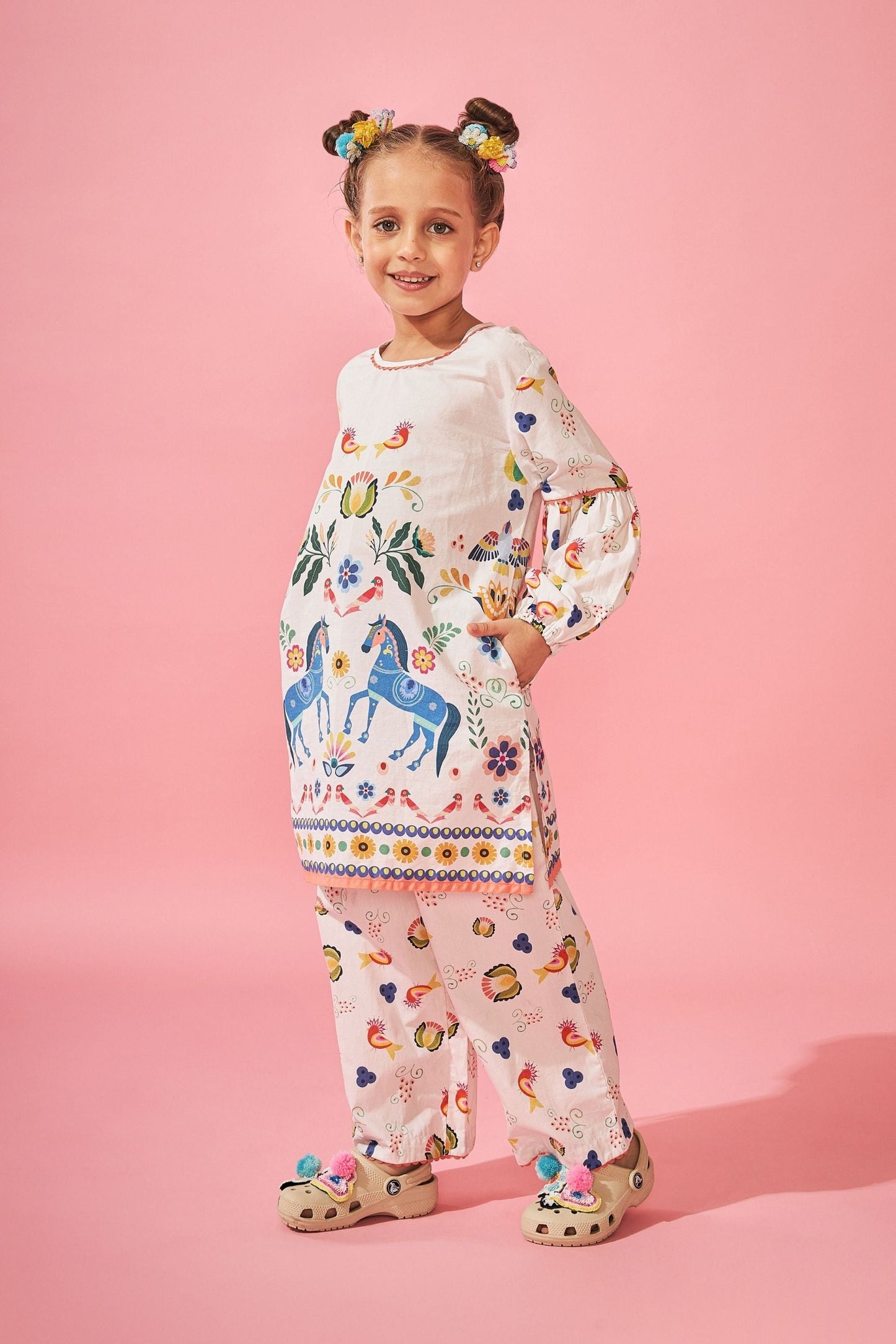 Horse Cuckoo Printed Girls Coord set