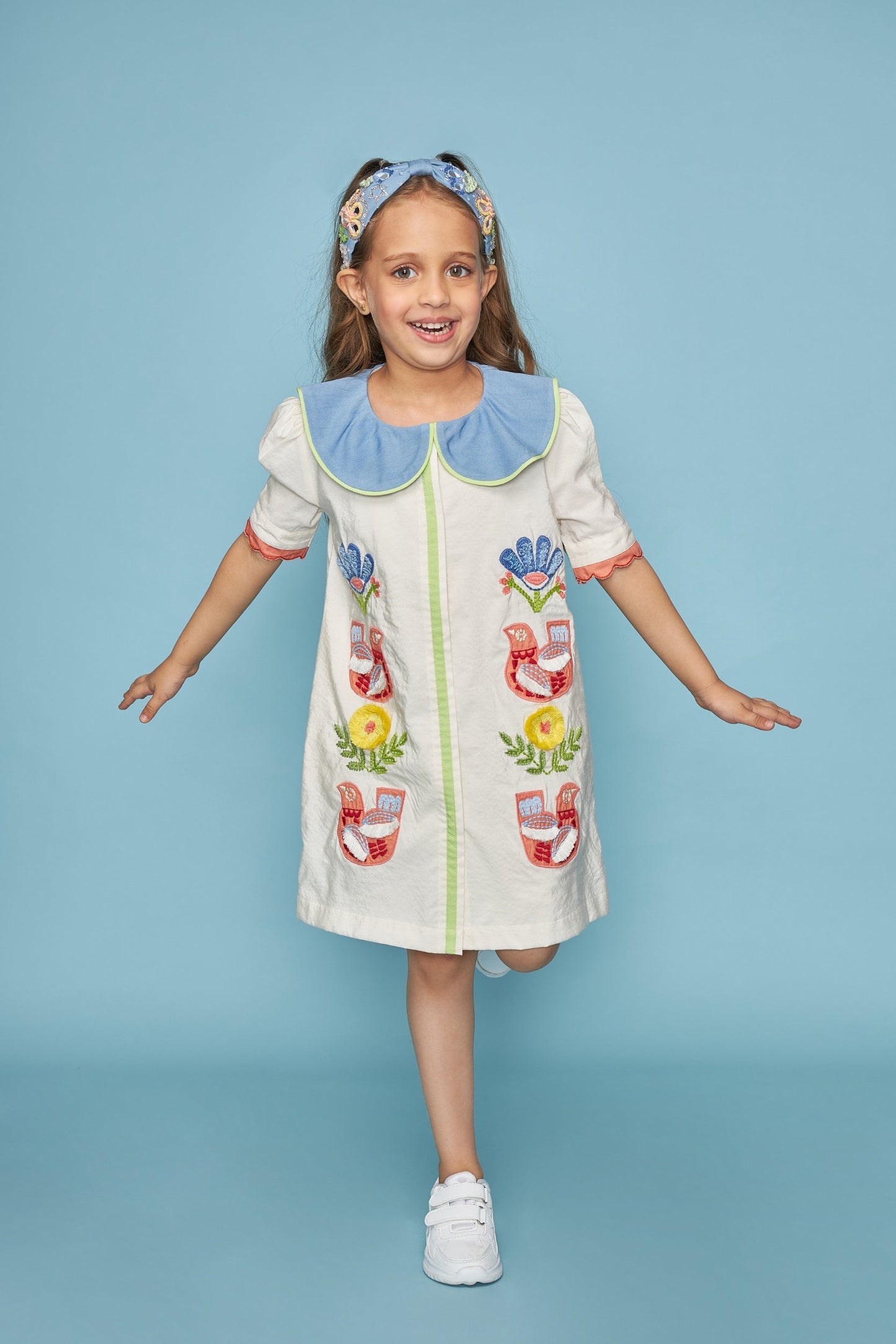 Cuckoo Kids Embroidered Peterpan Dress Bloom