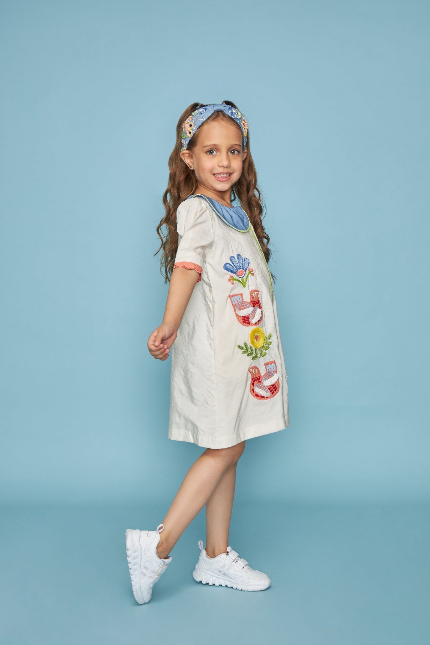 Cuckoo Kids Embroidered Peterpan Dress Bloom