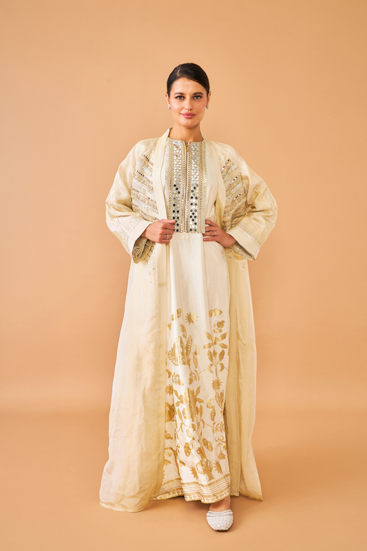 Alba Gold Ladies Coat with Long Dress ( set of 2 pcs)