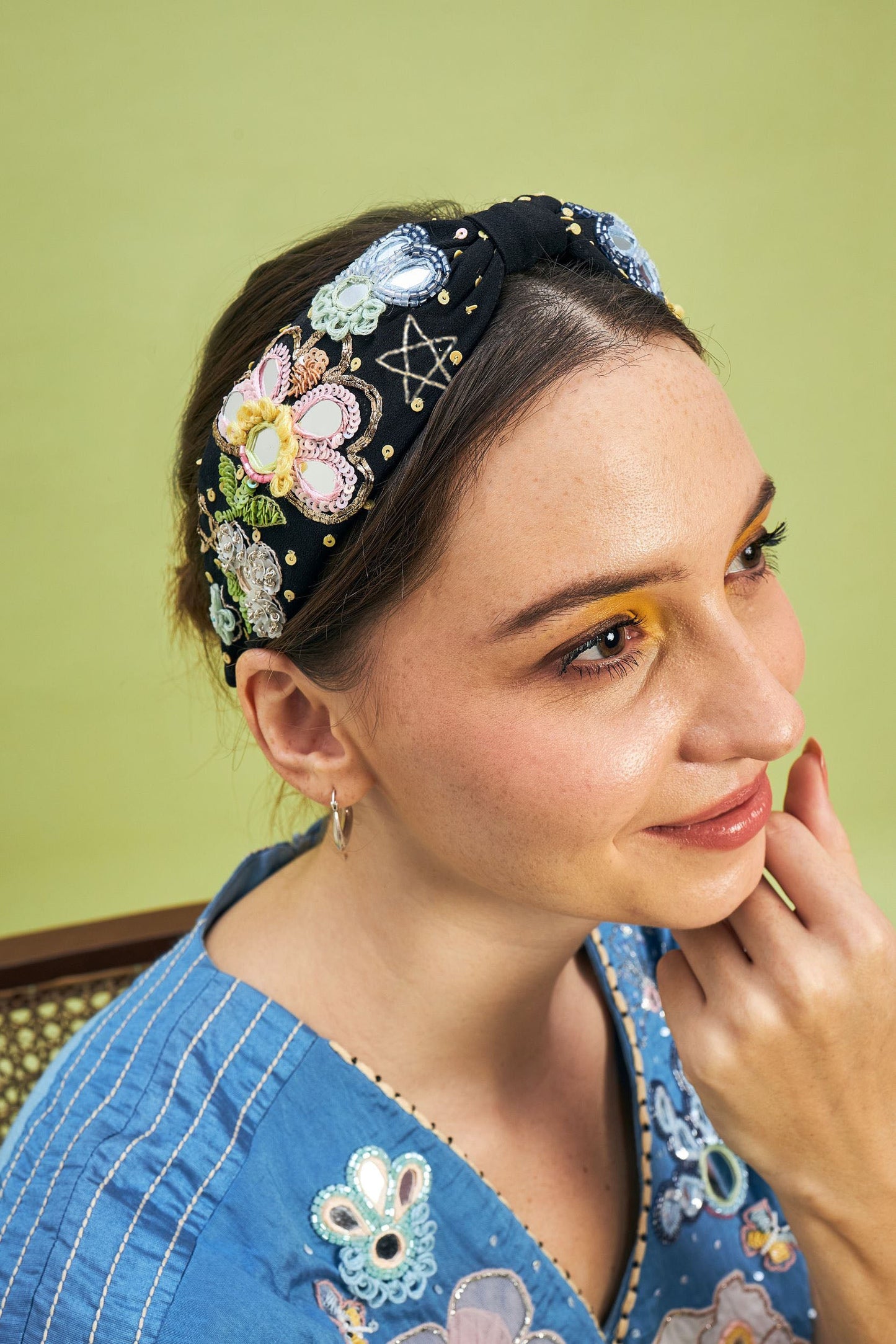 THEA BLACK MIRROR EMBELLISHED HEADBAND