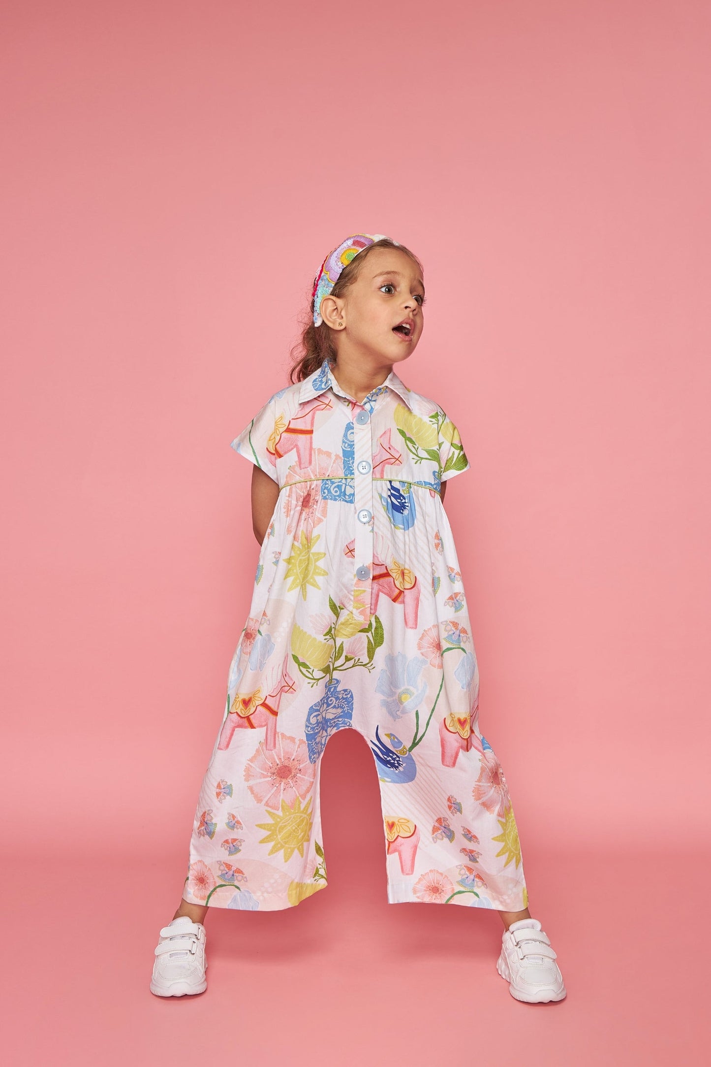 Blooma Kids Dala Cotton Printed Jumpsuit - Joey & Pooh