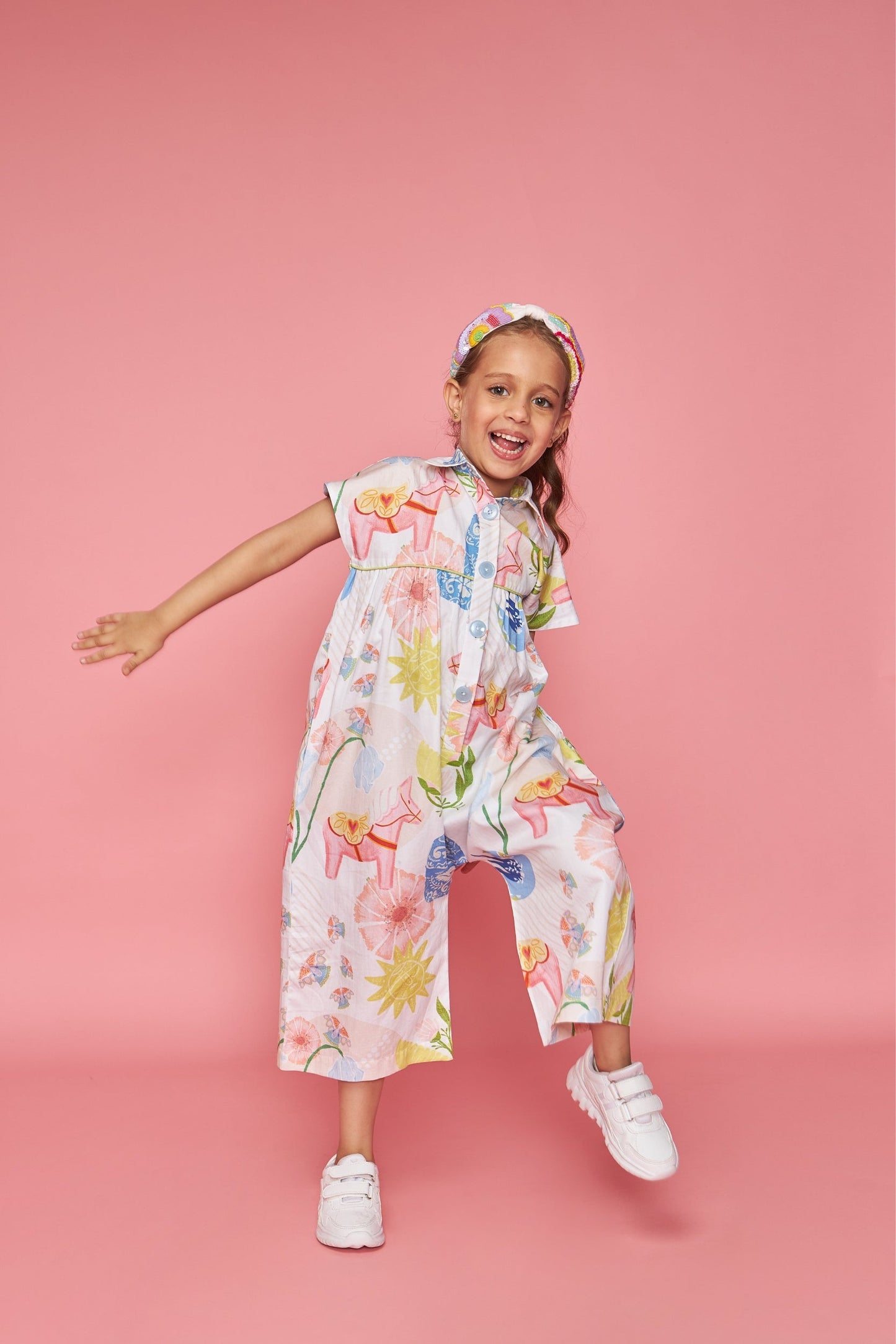 Blooma Kids Dala Cotton Printed Jumpsuit - Joey & Pooh