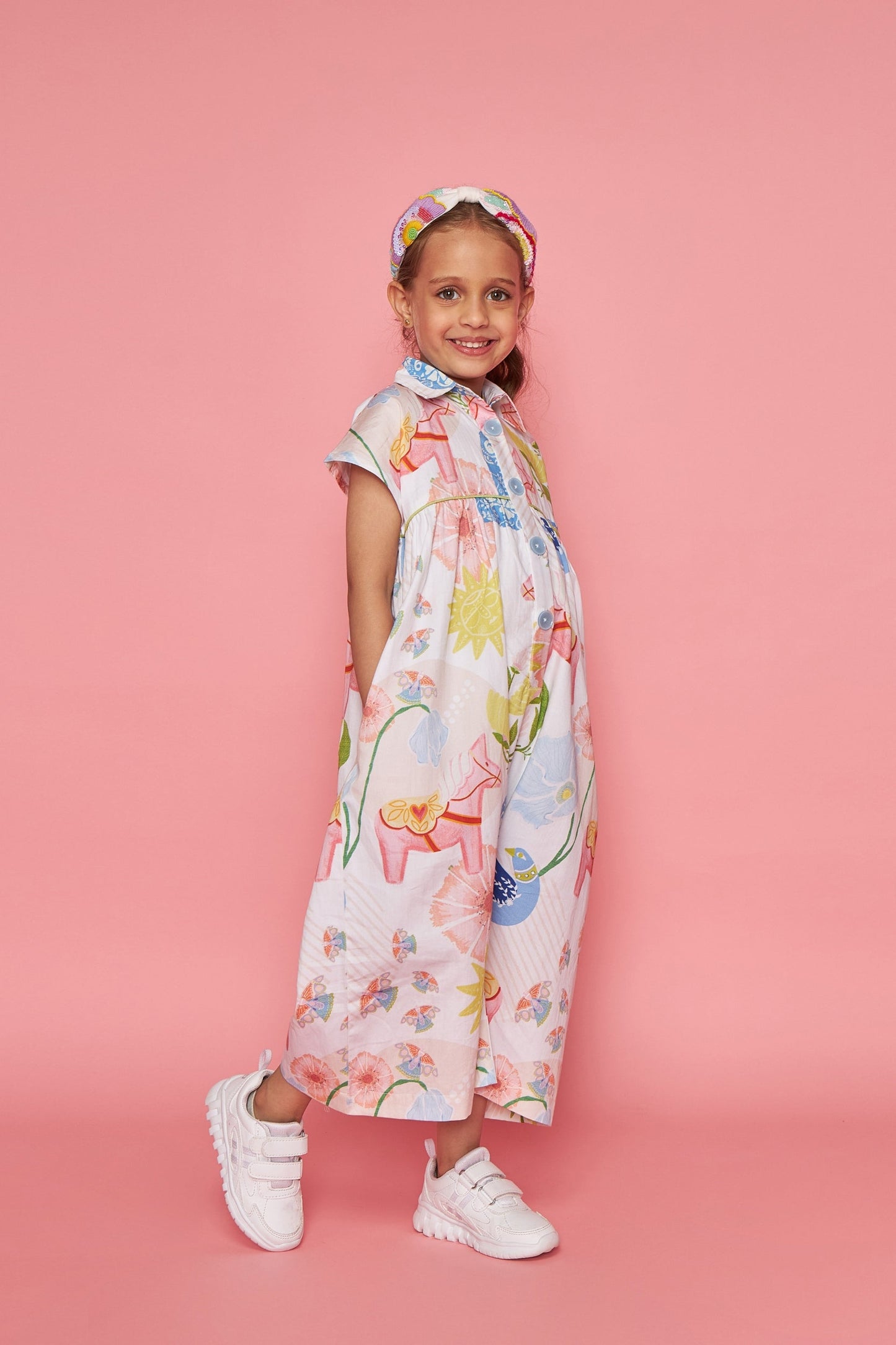 Blooma Kids Dala Cotton Printed Jumpsuit - Joey & Pooh