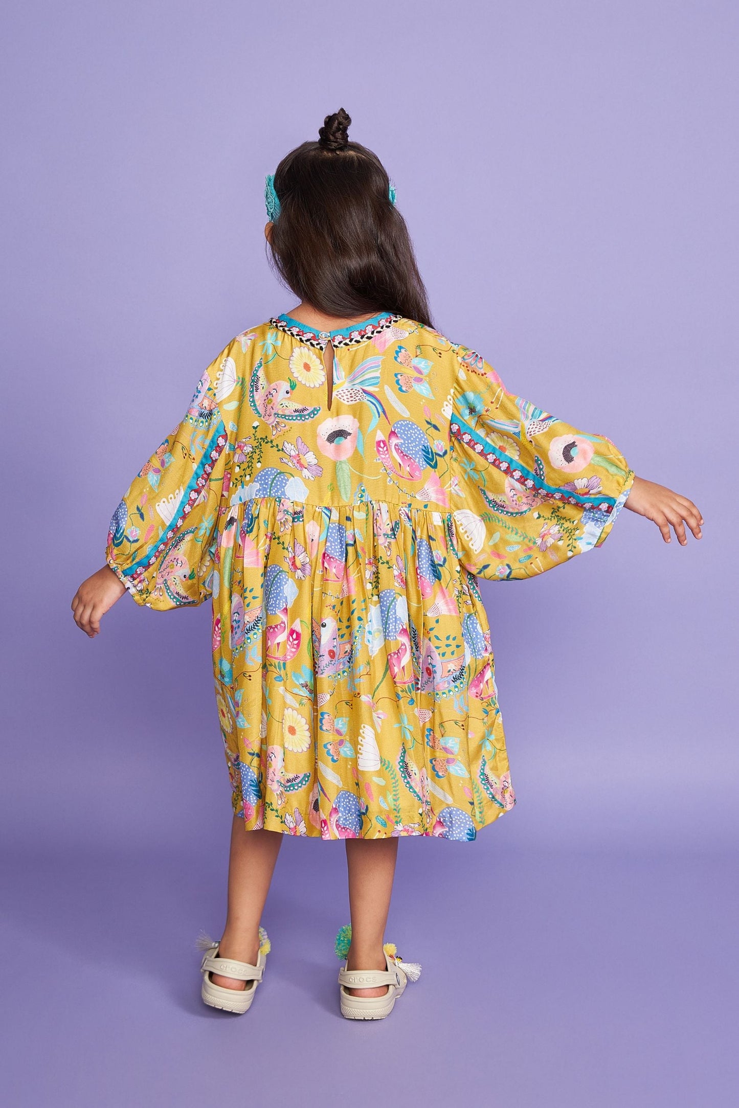 Tweet Mustard Kids Cotton Dress - Joey & Pooh