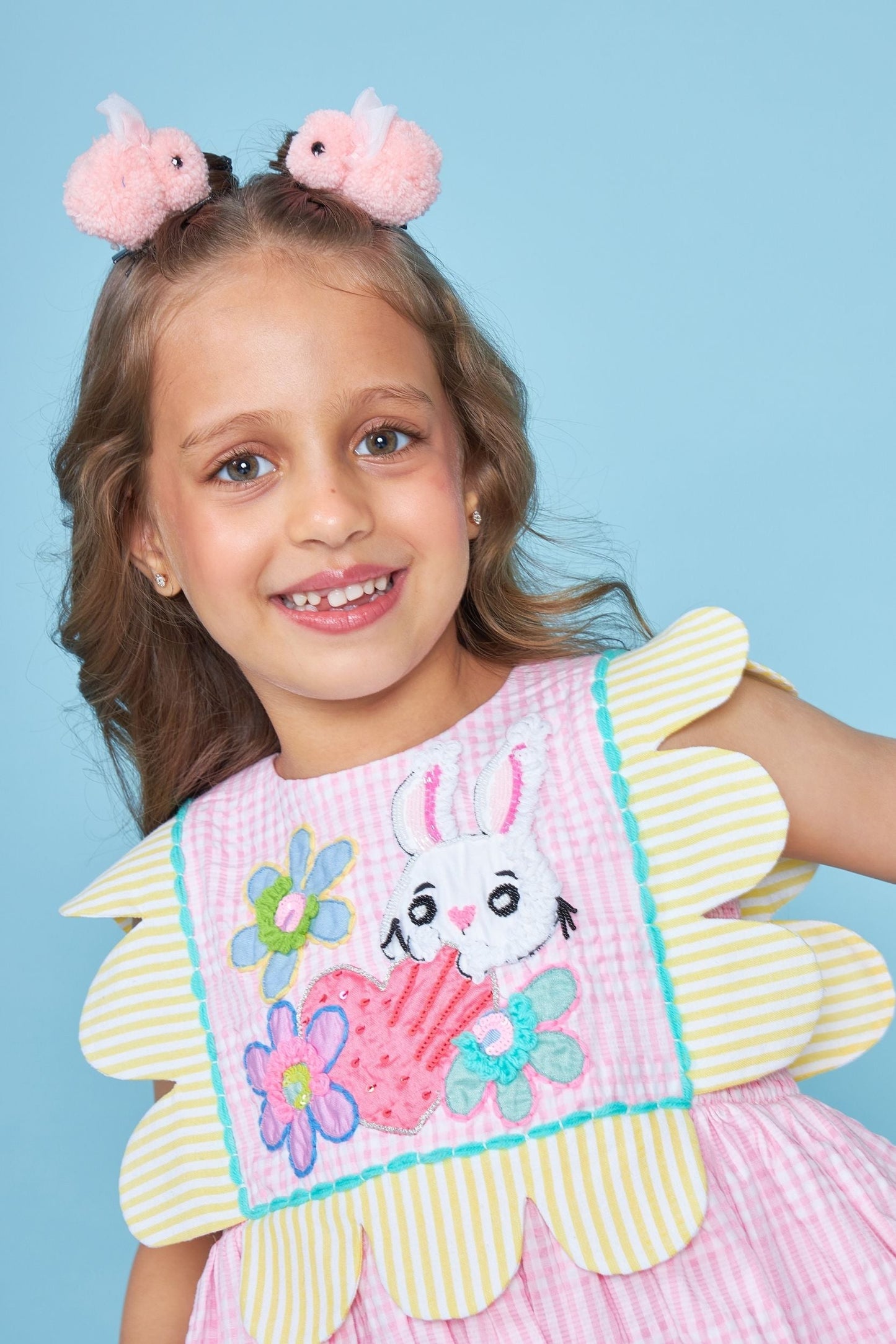 Bunny Pink Embellished Kids Puffball Dress