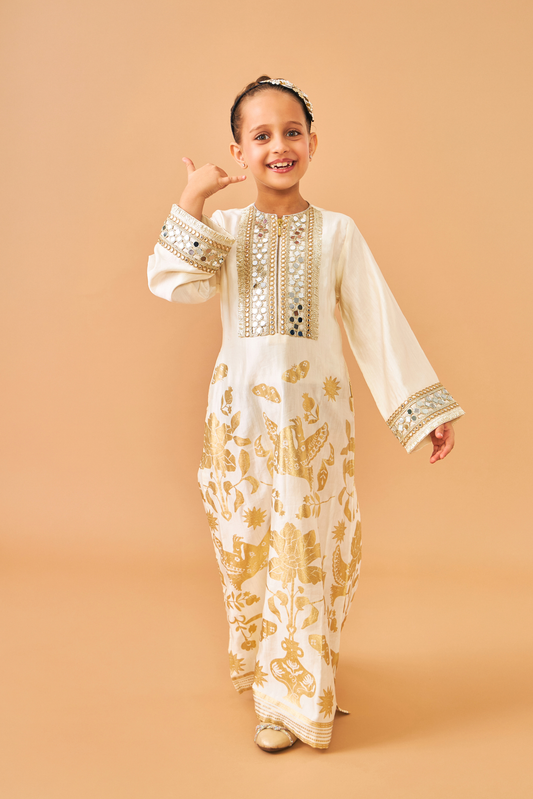 Alba Gold Girls Long Dress