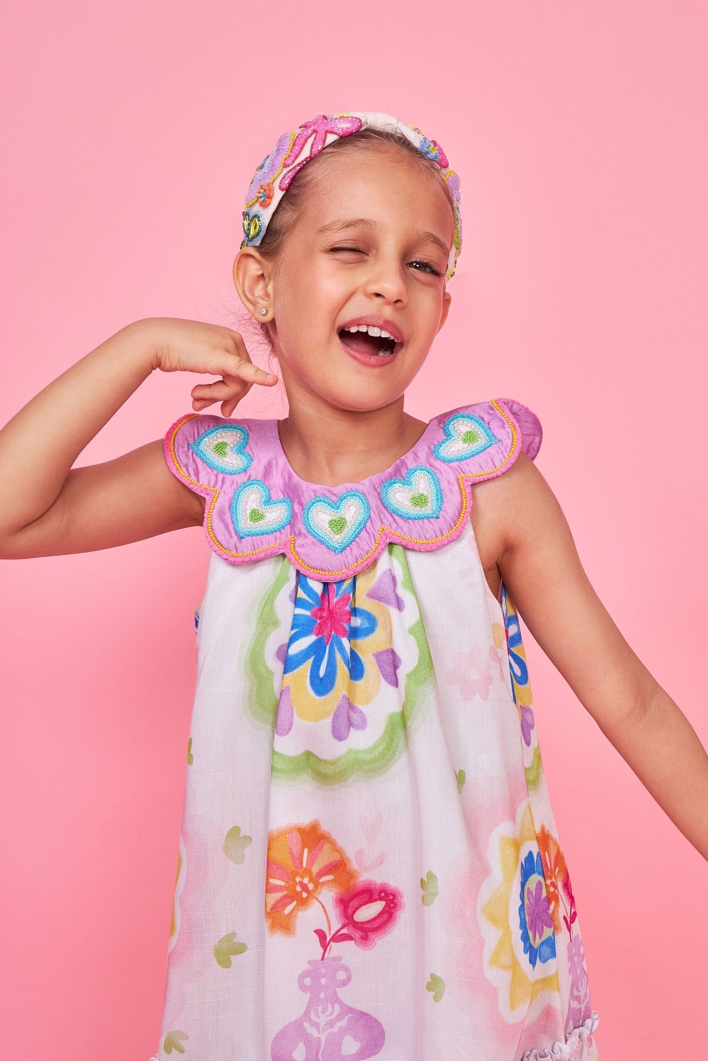 Mae Embellished Collar Kids Dress