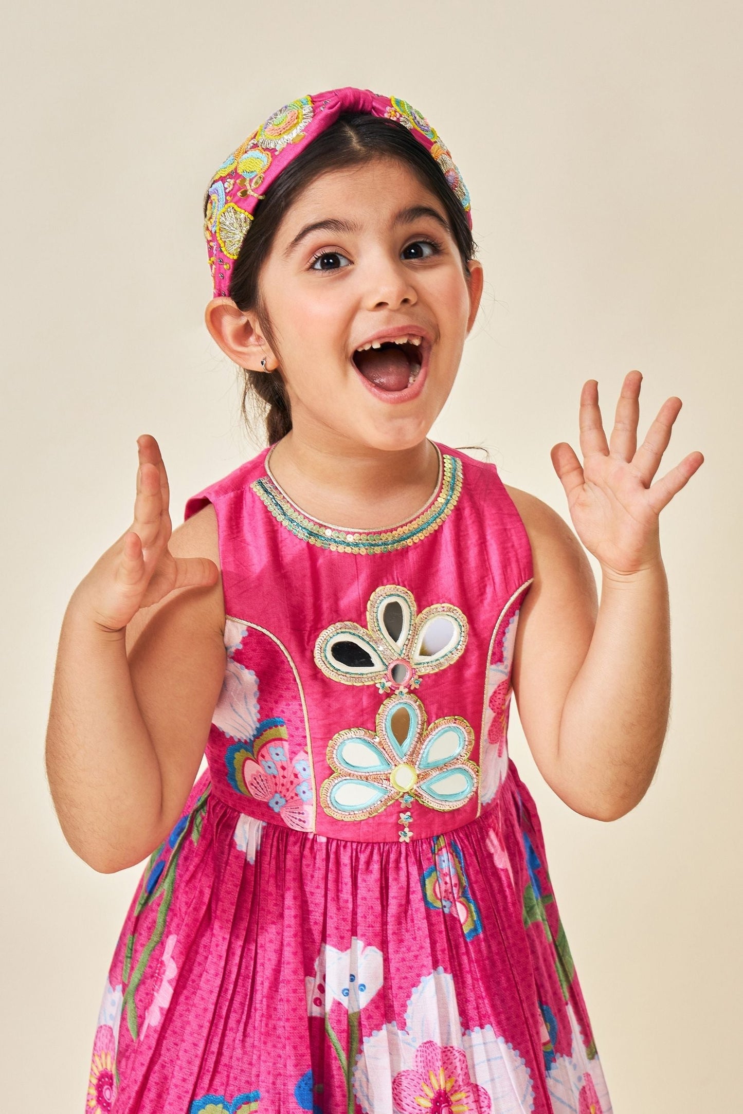 Rumi Plum Girls Embellished Long Top & Sharara ( Set Of 2pcs)