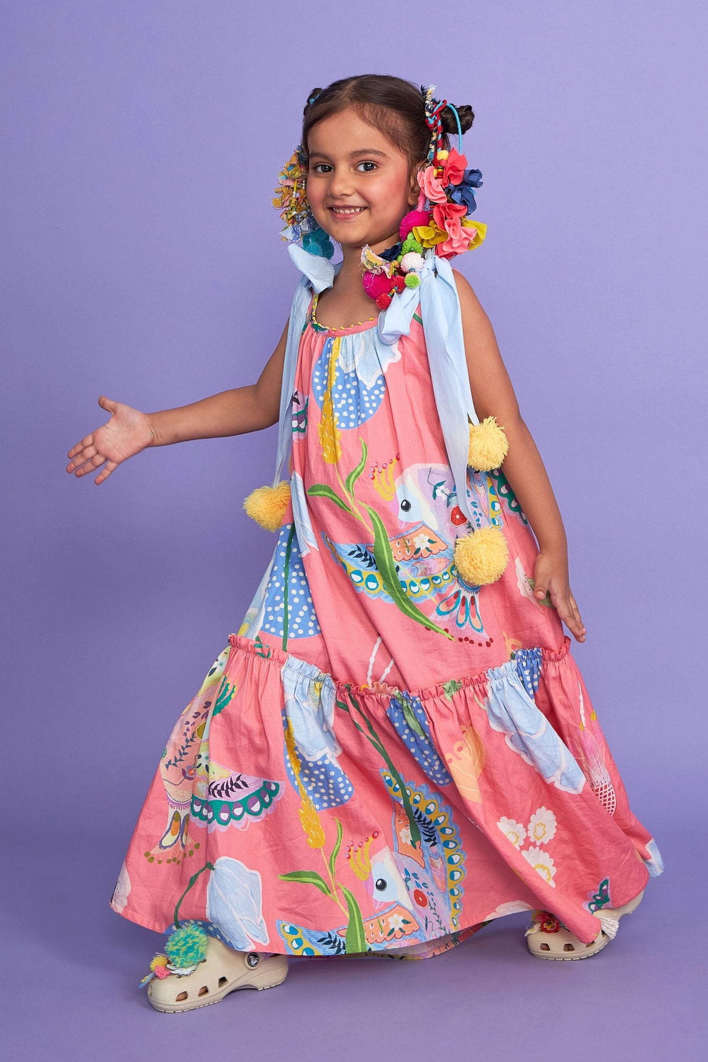 Lola Pink Kids Cotton Maxi Tiered Dress - Joey & Pooh