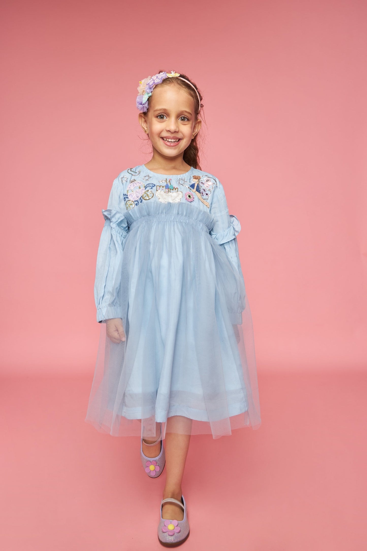 Fairytale Blue Kids Embellished Dress Bloom