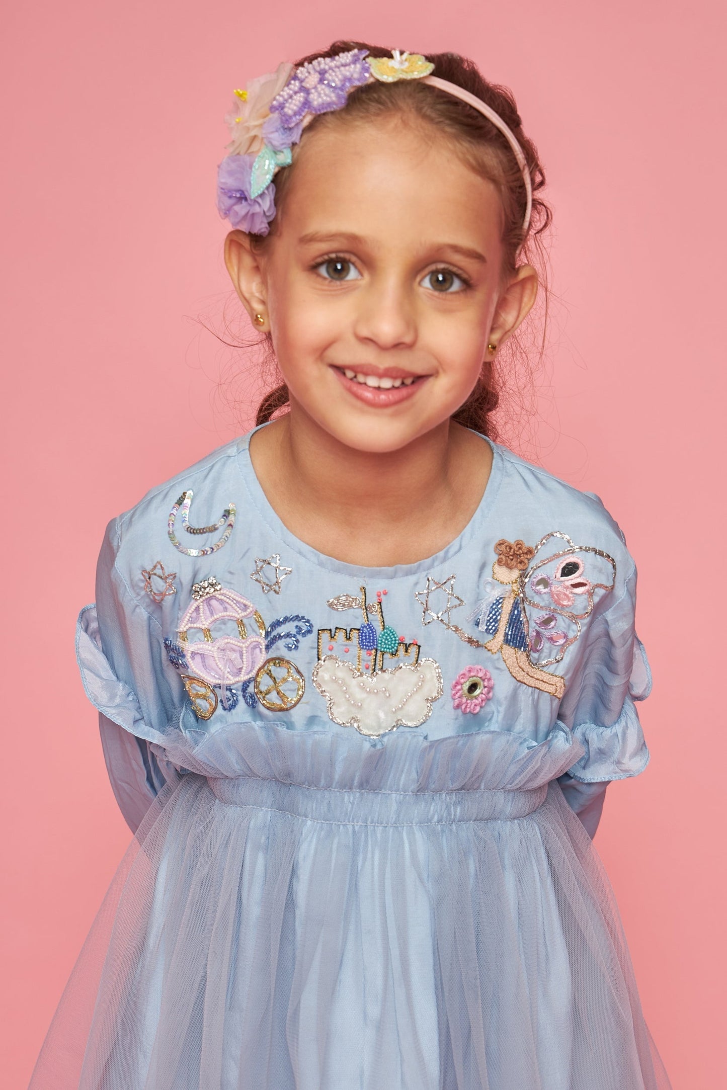 Fairytale Blue Kids Embellished Dress Bloom