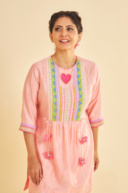 June Embroidered Ladies Tunic With Dhoti Pants ( Set of 2 Pcs)