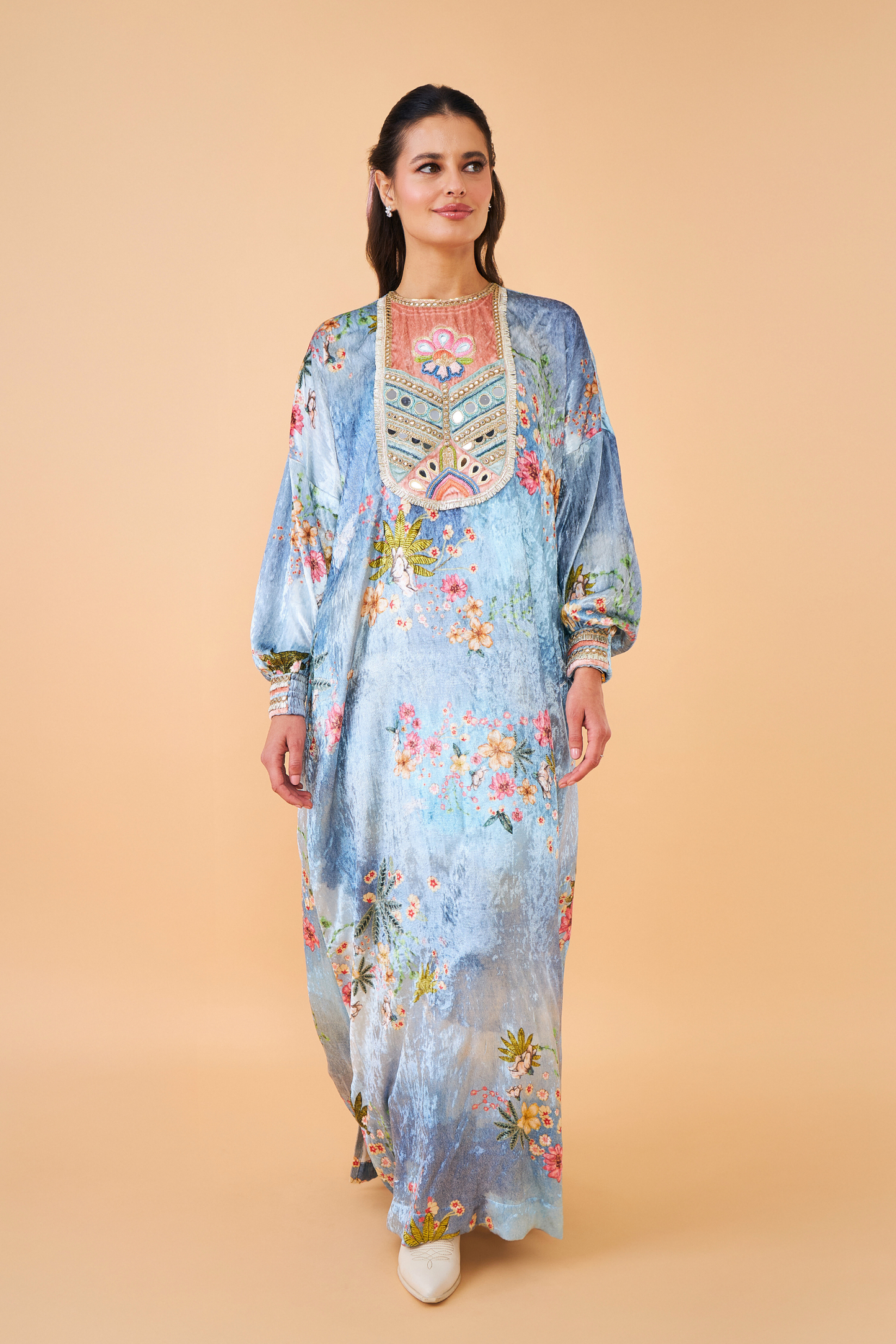 Clea Blue Velvet Ladies Long Dress