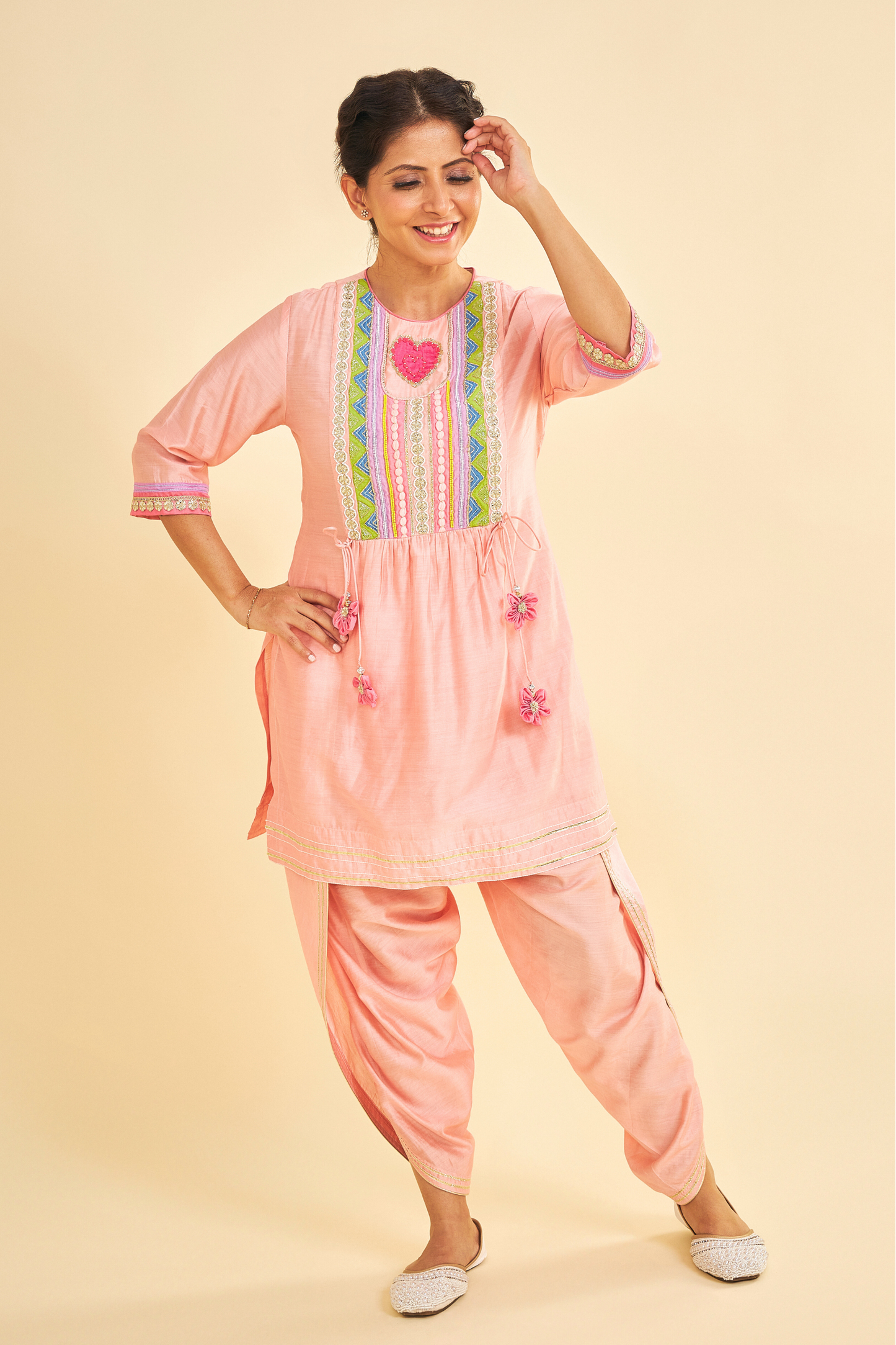 June Embroidered Ladies Tunic With Dhoti Pants ( Set of 2 Pcs)