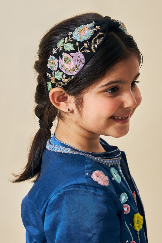 Iris Black Embellished Headand On Kids