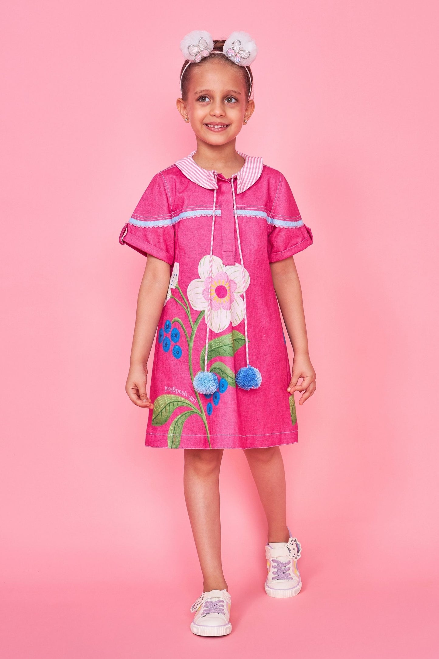 Rumi Pink Embroidered Kids Dress