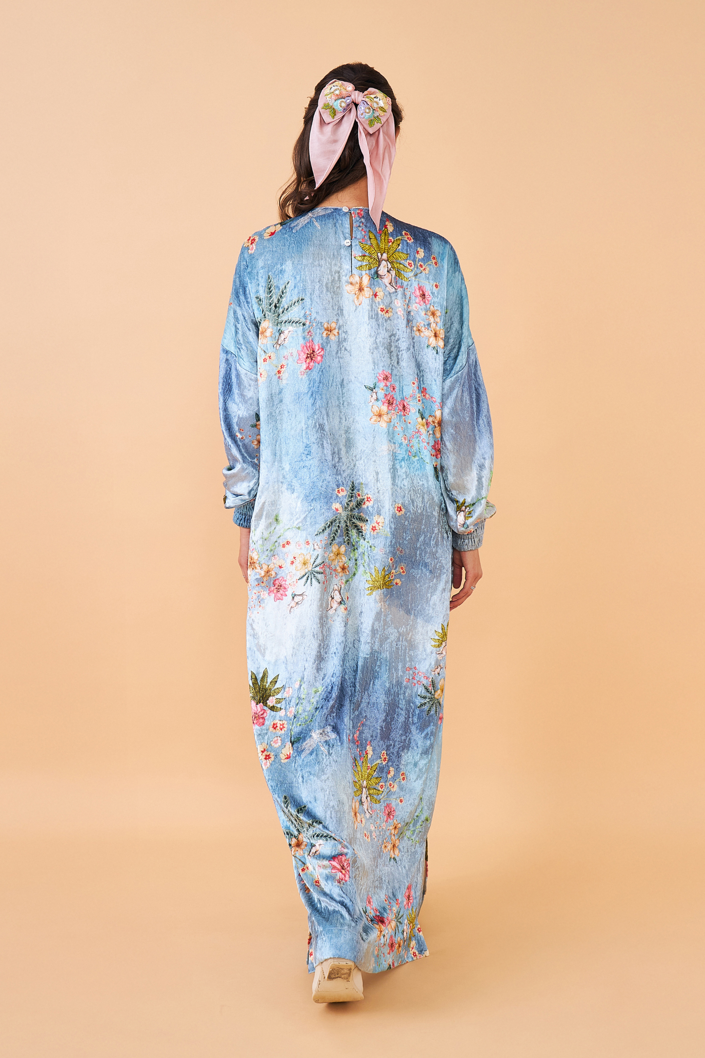 Clea Blue Velvet Long Dress - Mom & Me