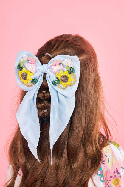 Blooma Blue Embellished Bow Clip