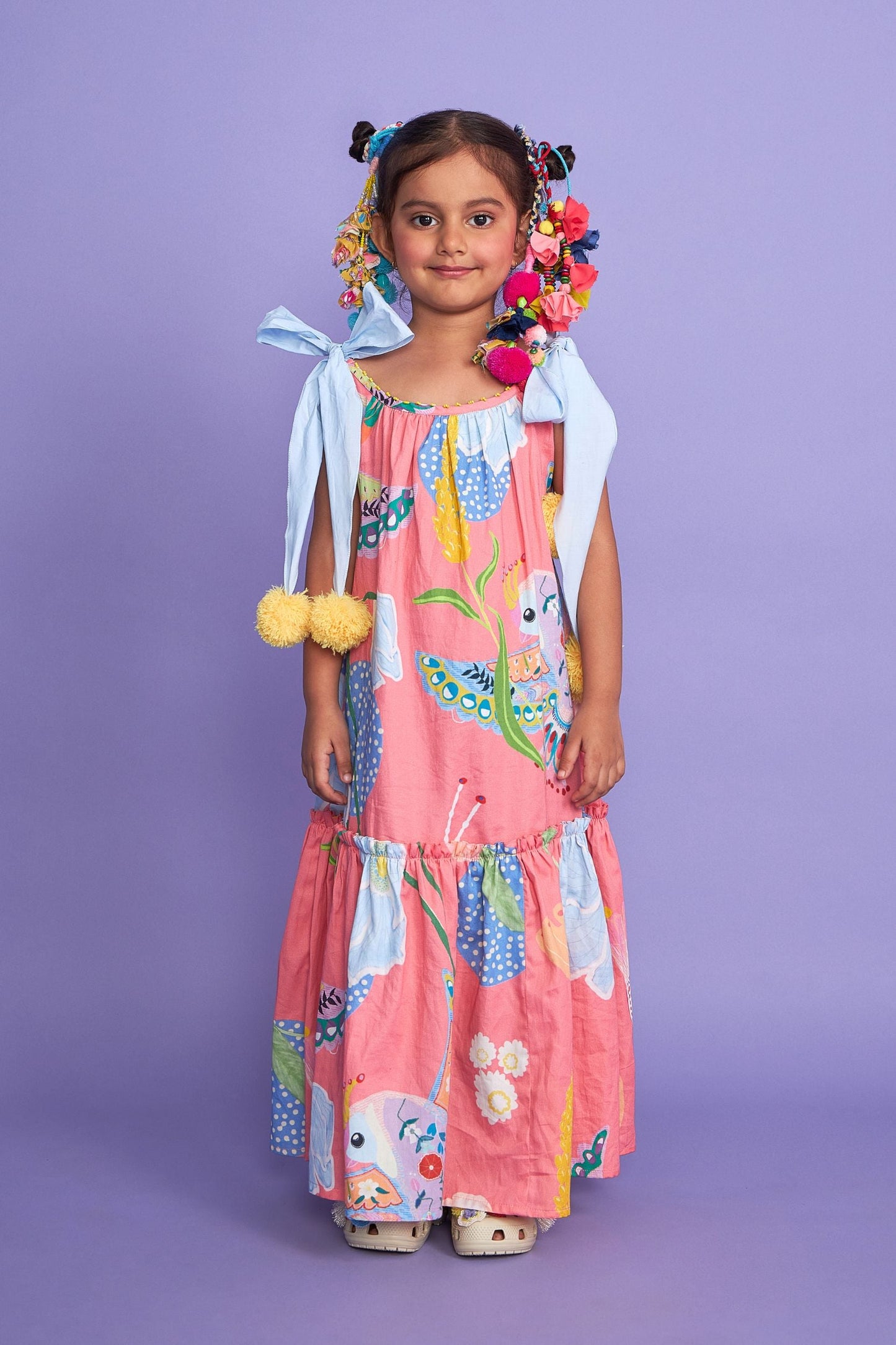 Lola Pink Kids Cotton Maxi Tiered Dress - Joey & Pooh