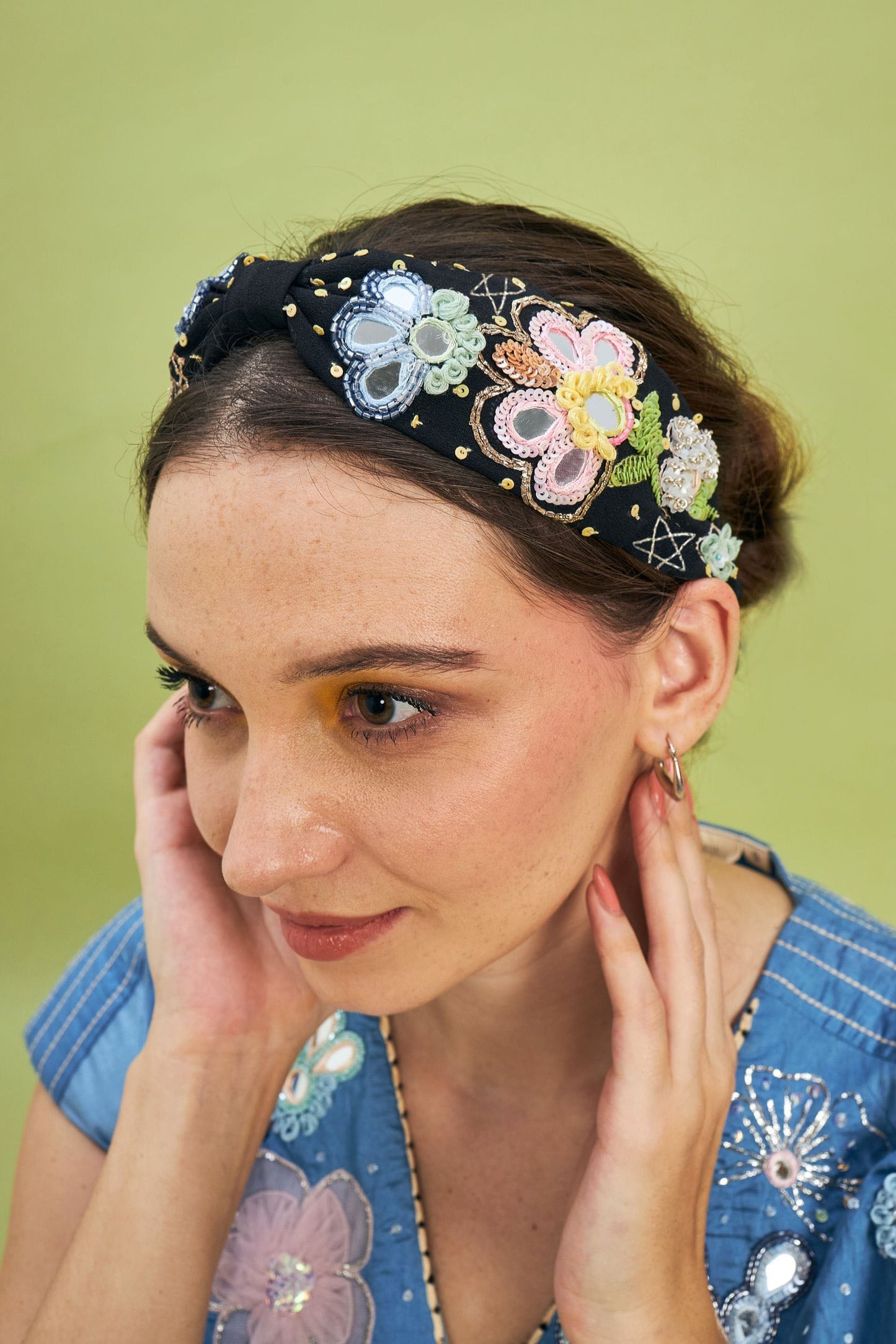 THEA BLACK MIRROR EMBELLISHED HEADBAND