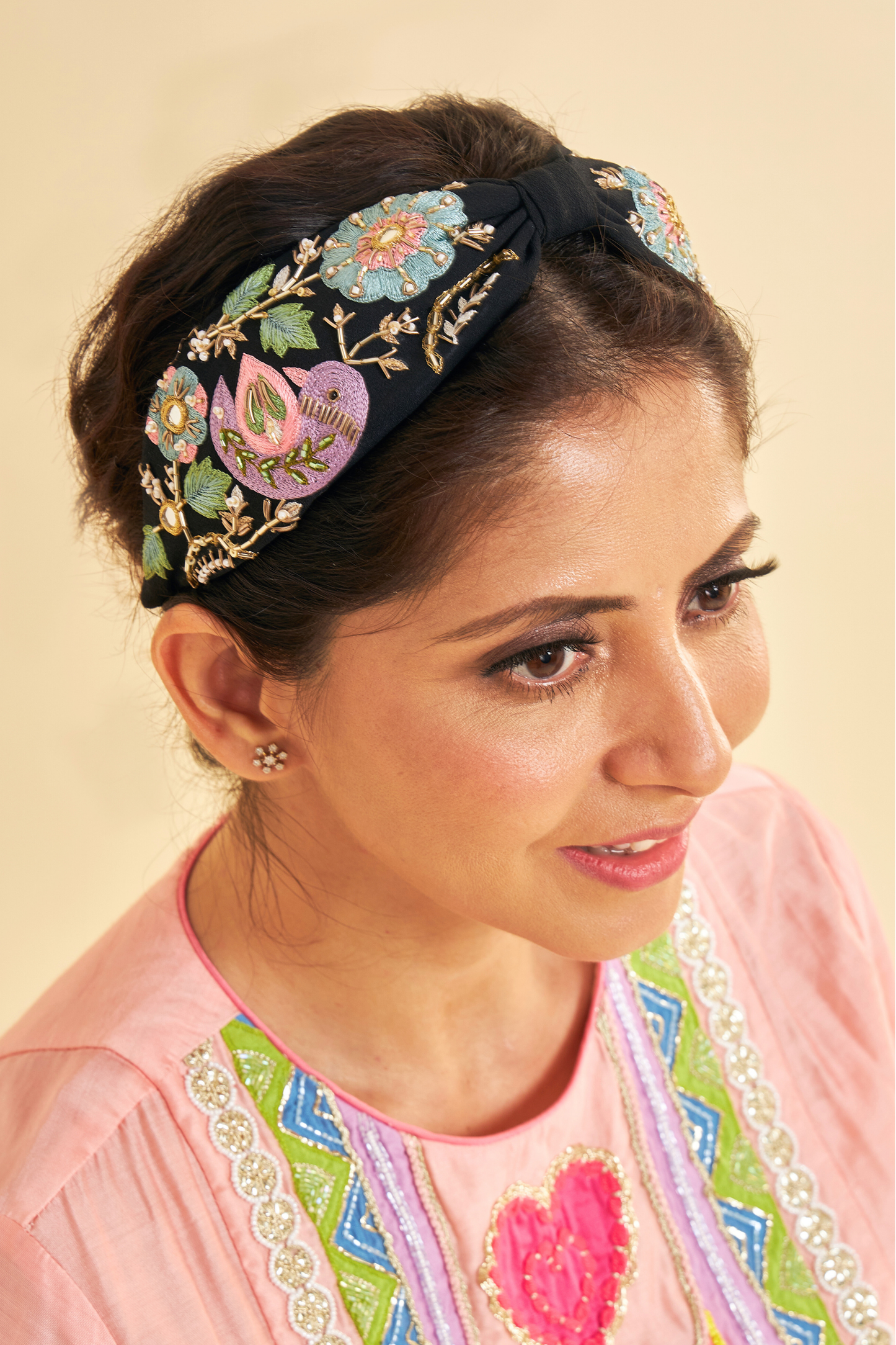 Iris Black Embellished Headand