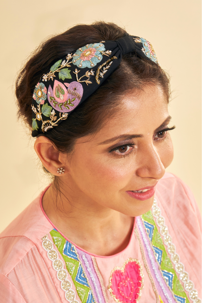Iris Black Embellished Headand