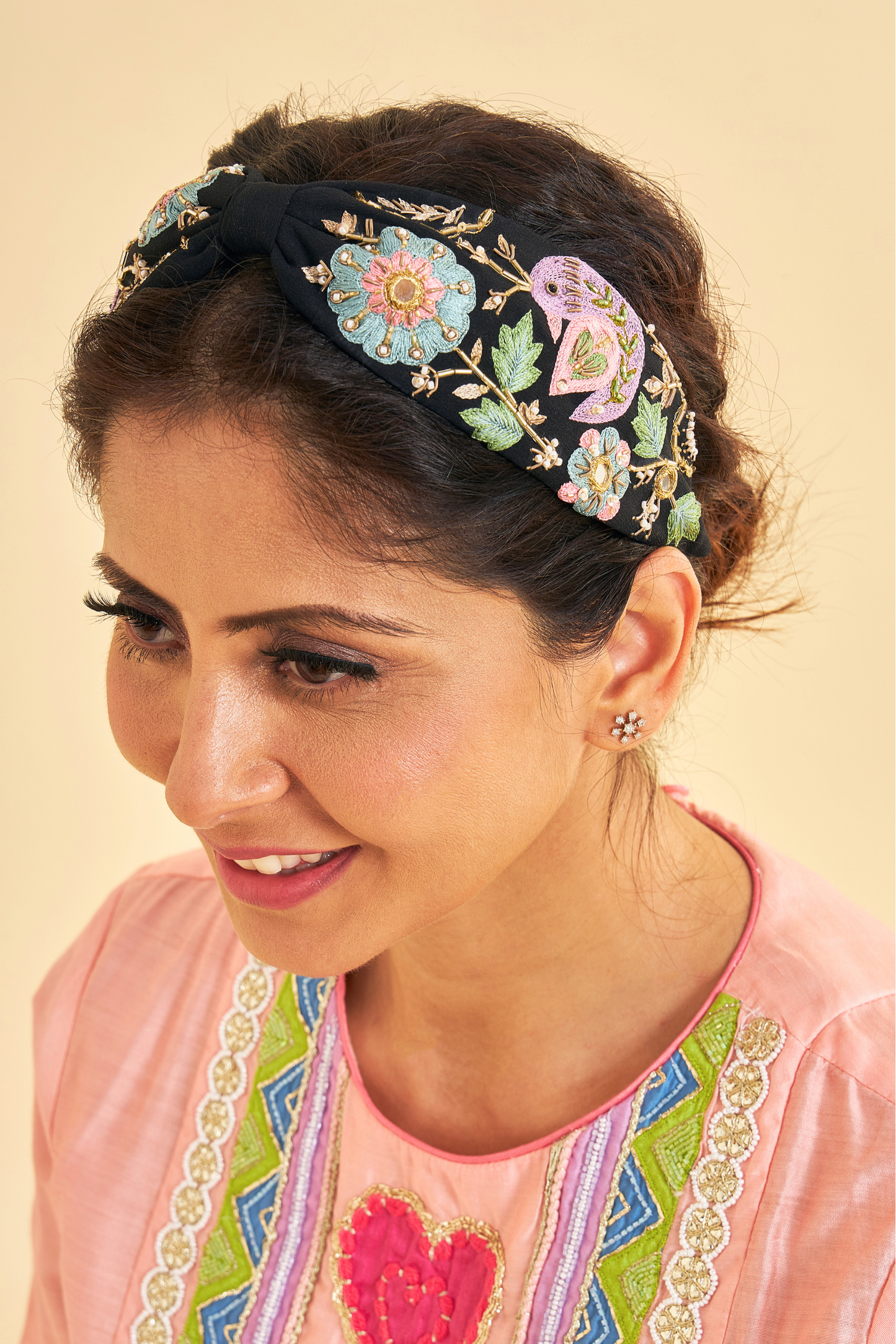 Iris Black Embellished Headand