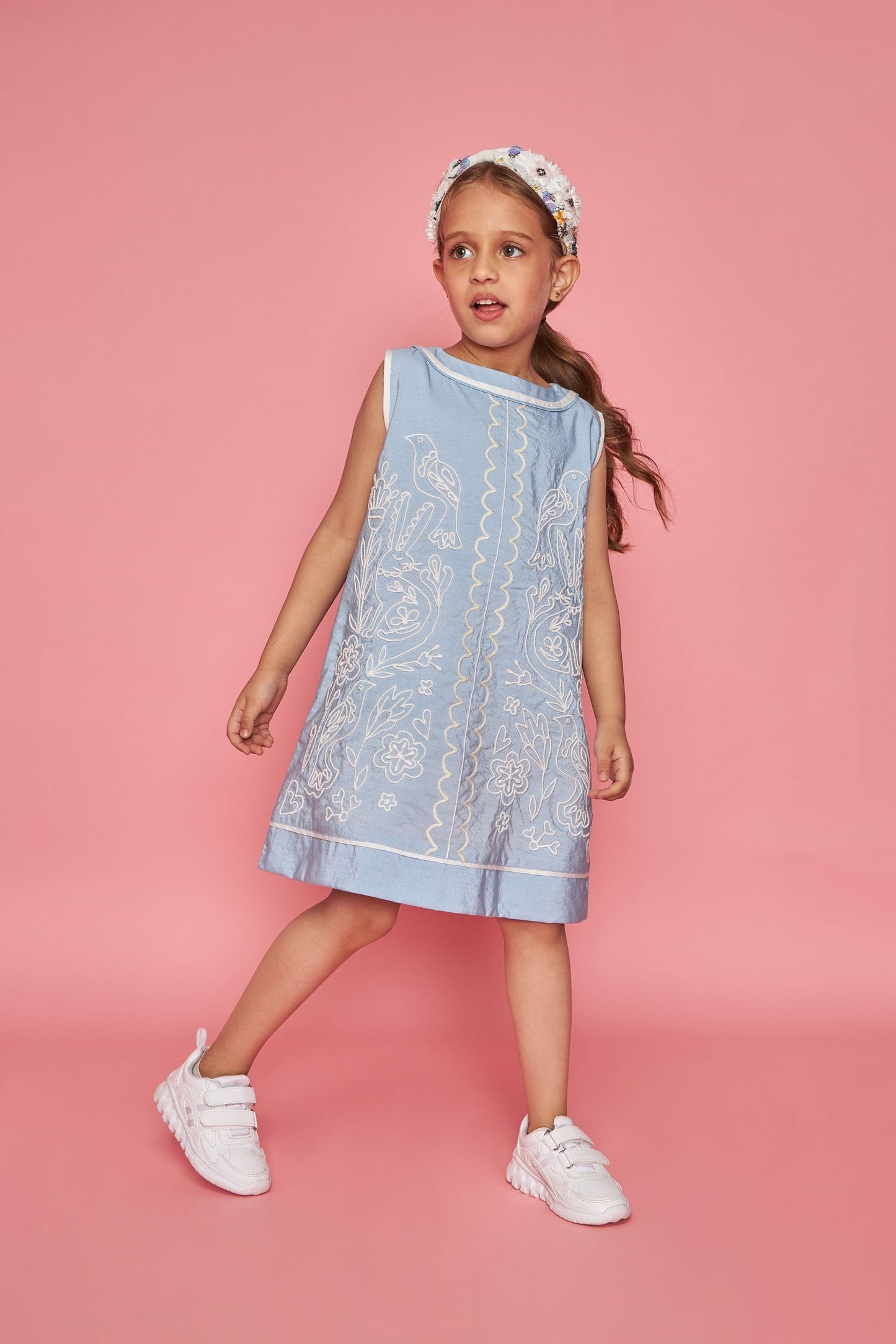 Dawn Kids Blue Embroidered Dress Bloom