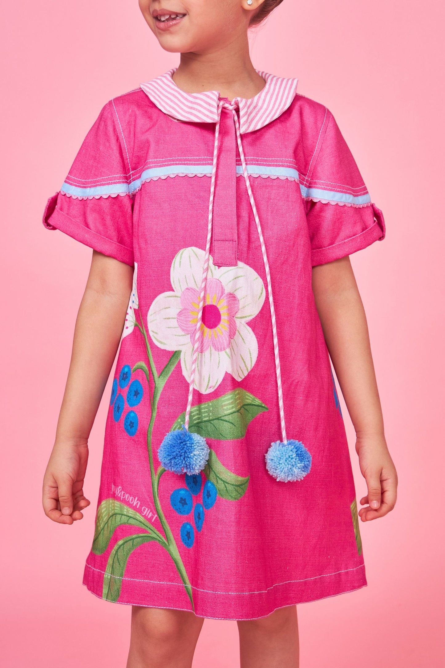Rumi Pink Embroidered Kids Dress