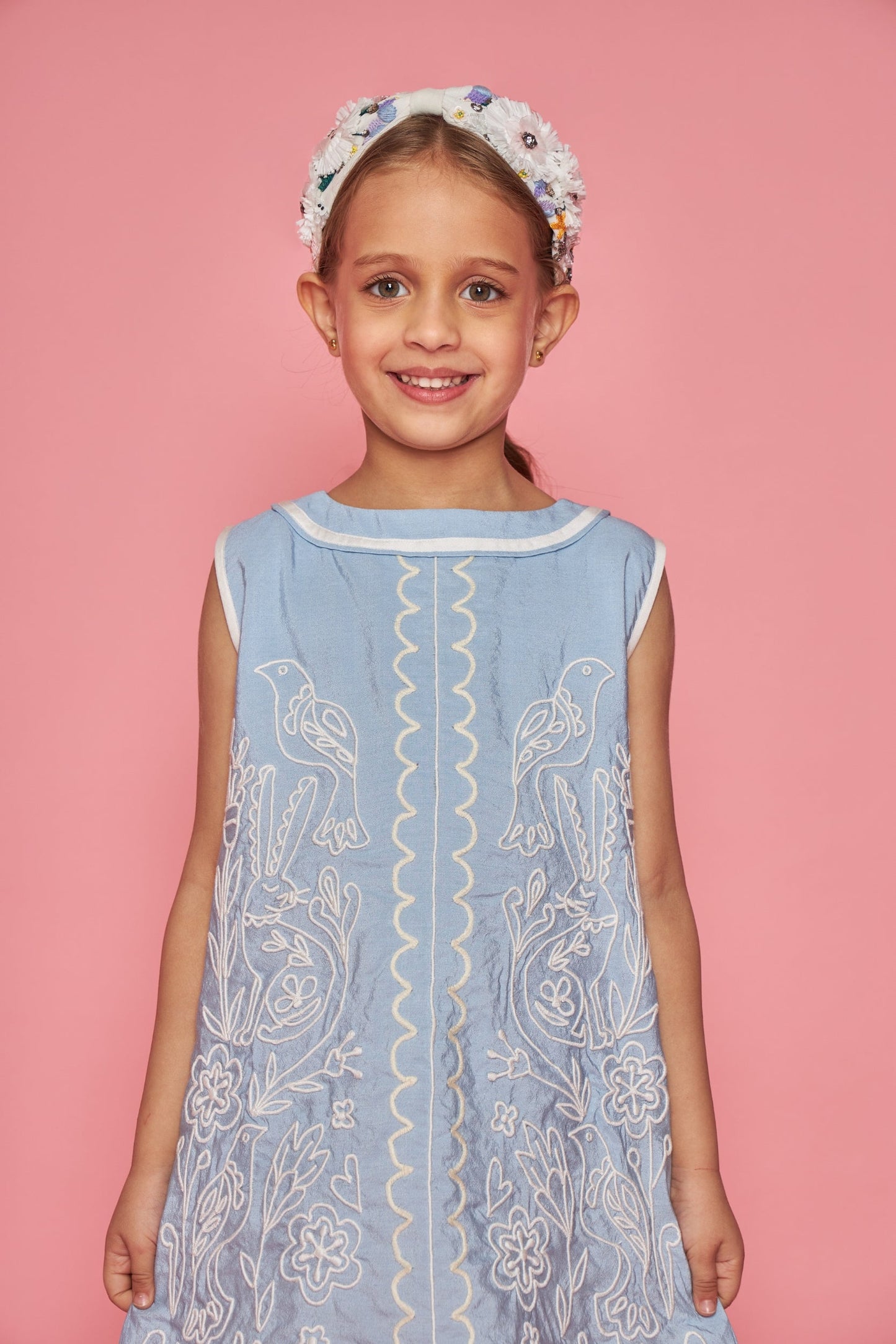 Dawn Kids Blue Embroidered Dress Bloom