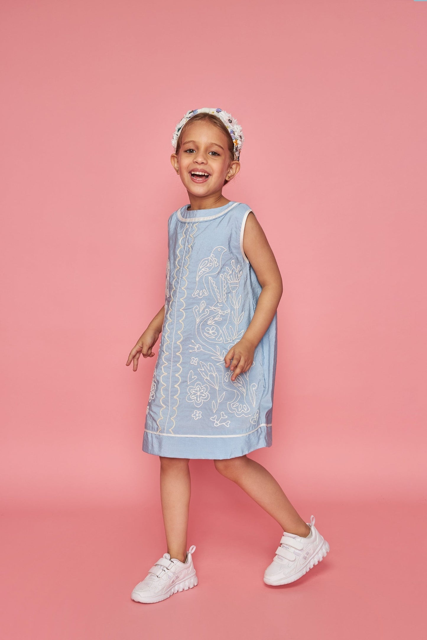 Dawn Kids Blue Embroidered Dress Bloom