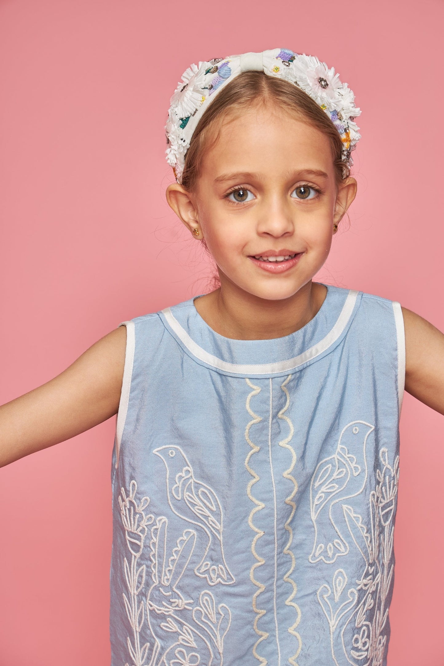 Dawn Kids Blue Embroidered Dress Bloom