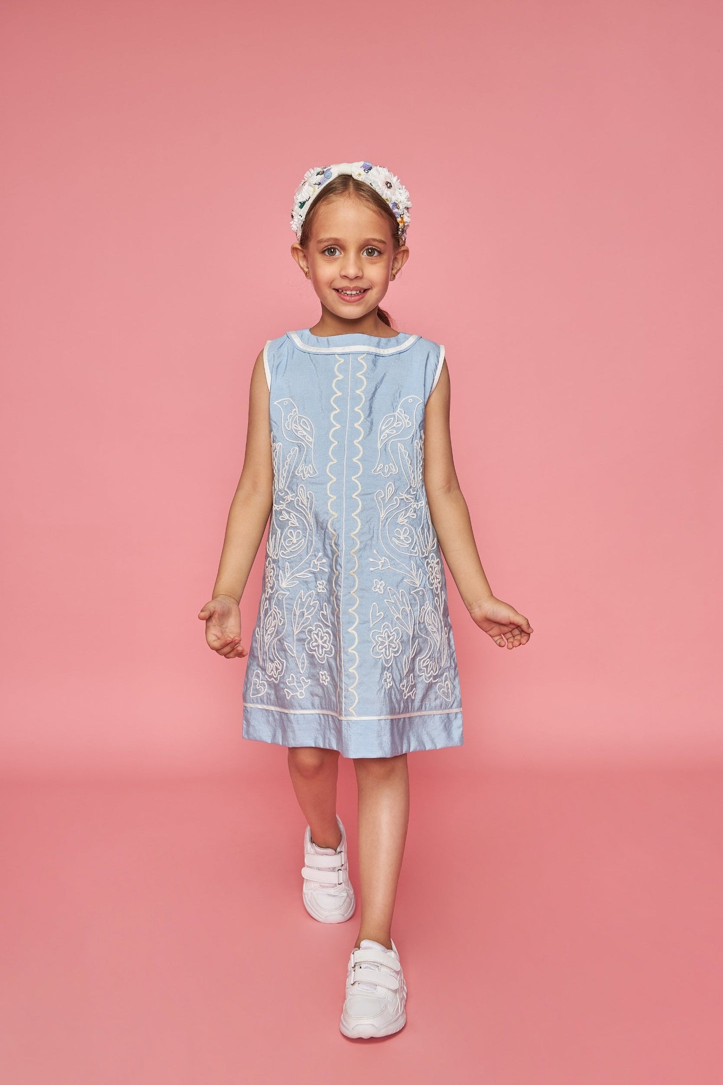 Dawn Kids Blue Embroidered Dress Bloom