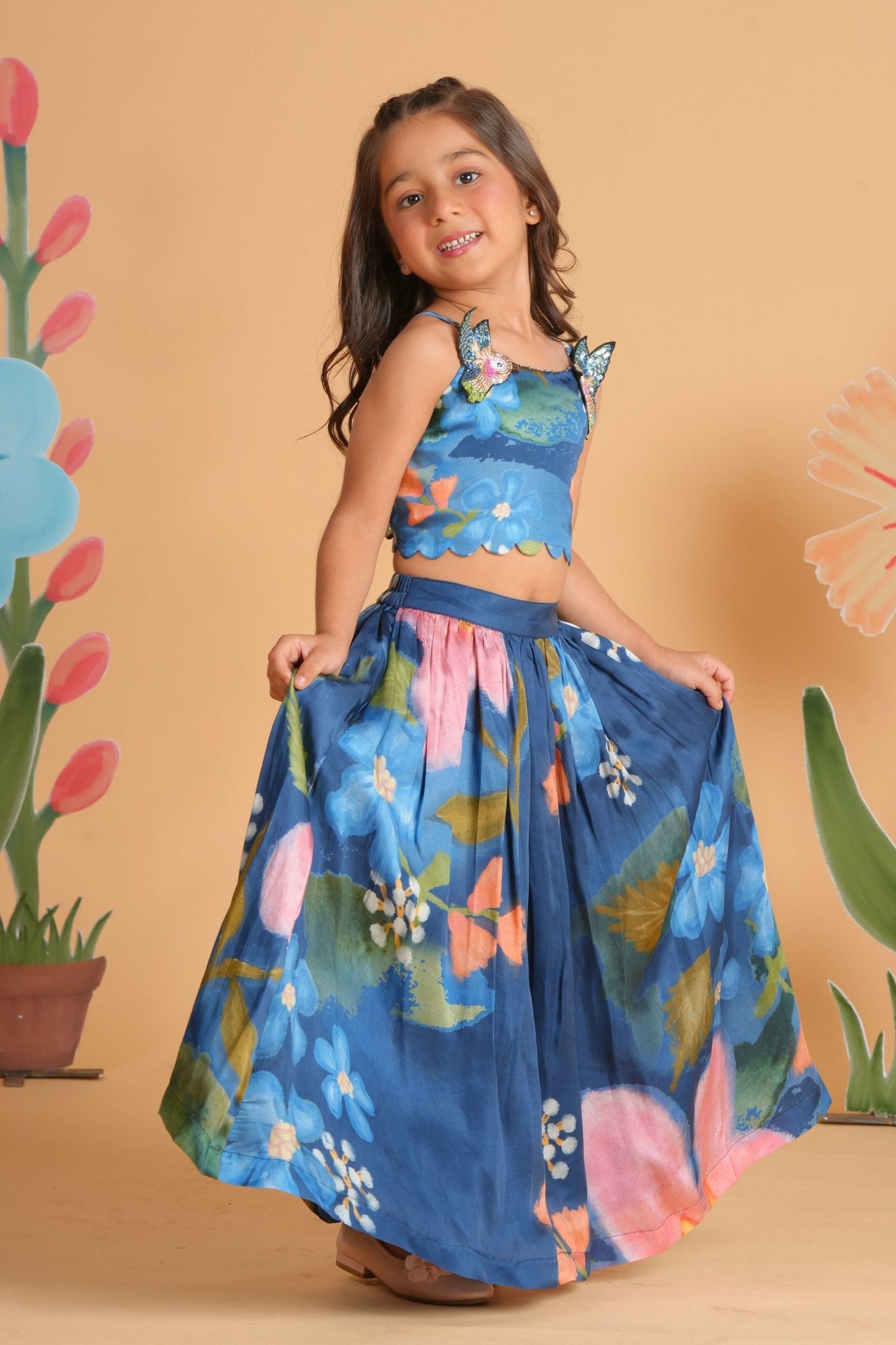 Iris Bloom Bird Dress & Skirt Cord Twinning Set