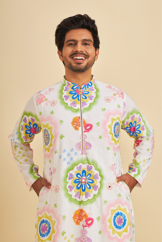 Mae Embroidered Men's Kurta and Pant ( Set of 2 Pcs)