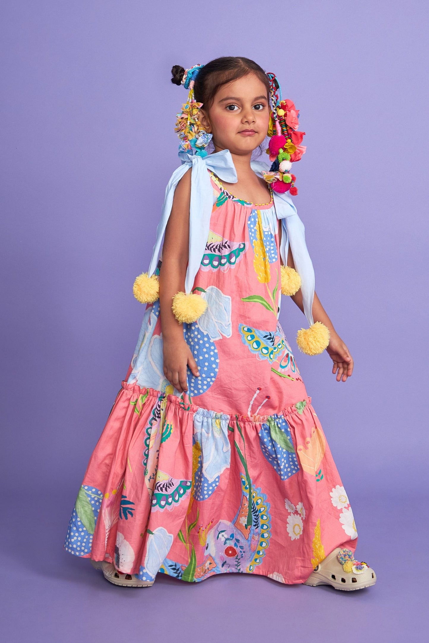 Lola Pink Kids Cotton Maxi Tiered Dress - Joey & Pooh