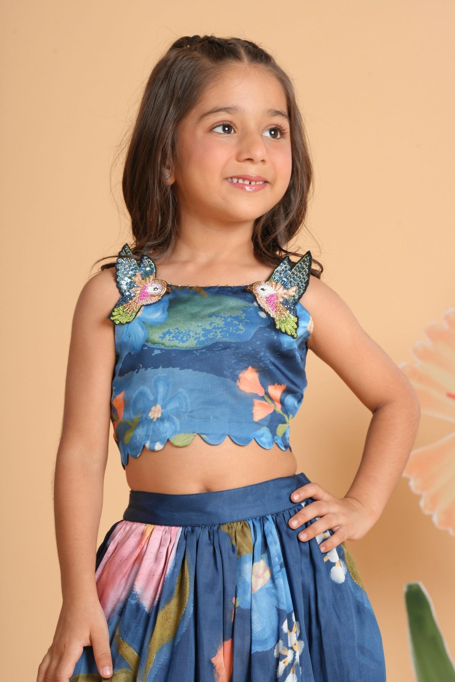 Iris Bloom Bird Dress & Skirt Cord Twinning Set
