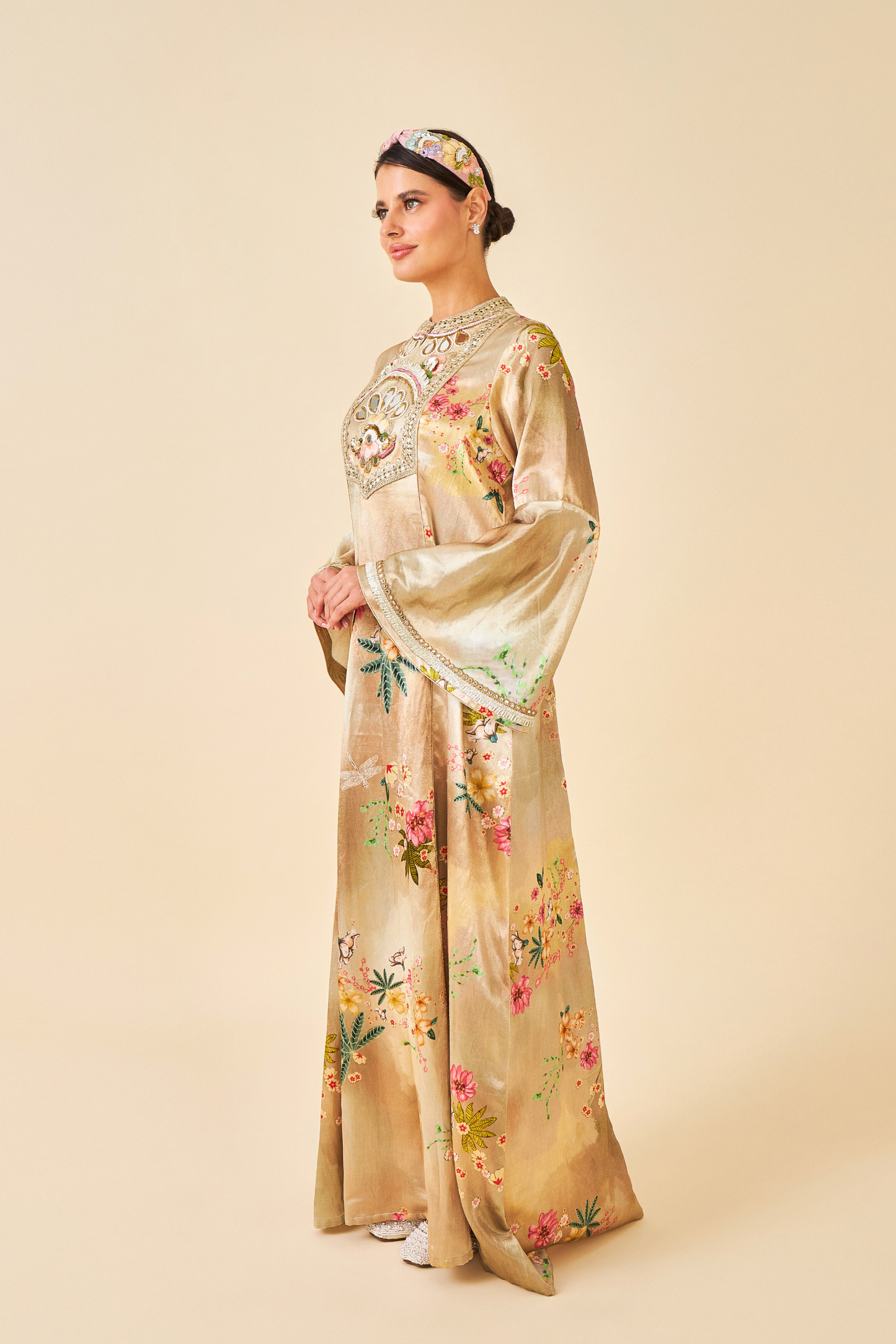Clea Gold Ladies Long Dress