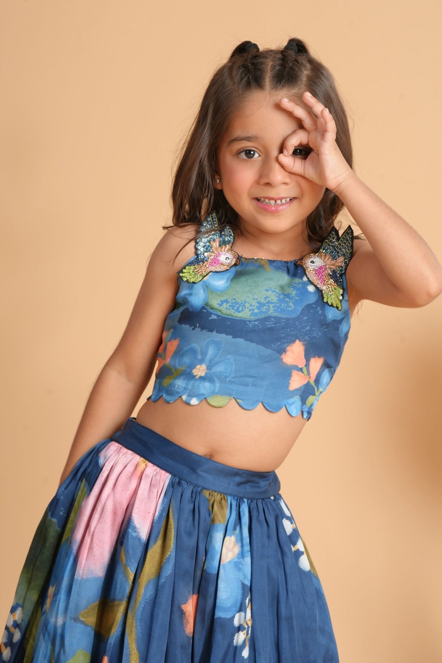 Iris Bloom Bird Dress & Skirt Cord Twinning Set
