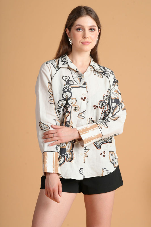 Soraya Printed Ladies Embellished Shirt