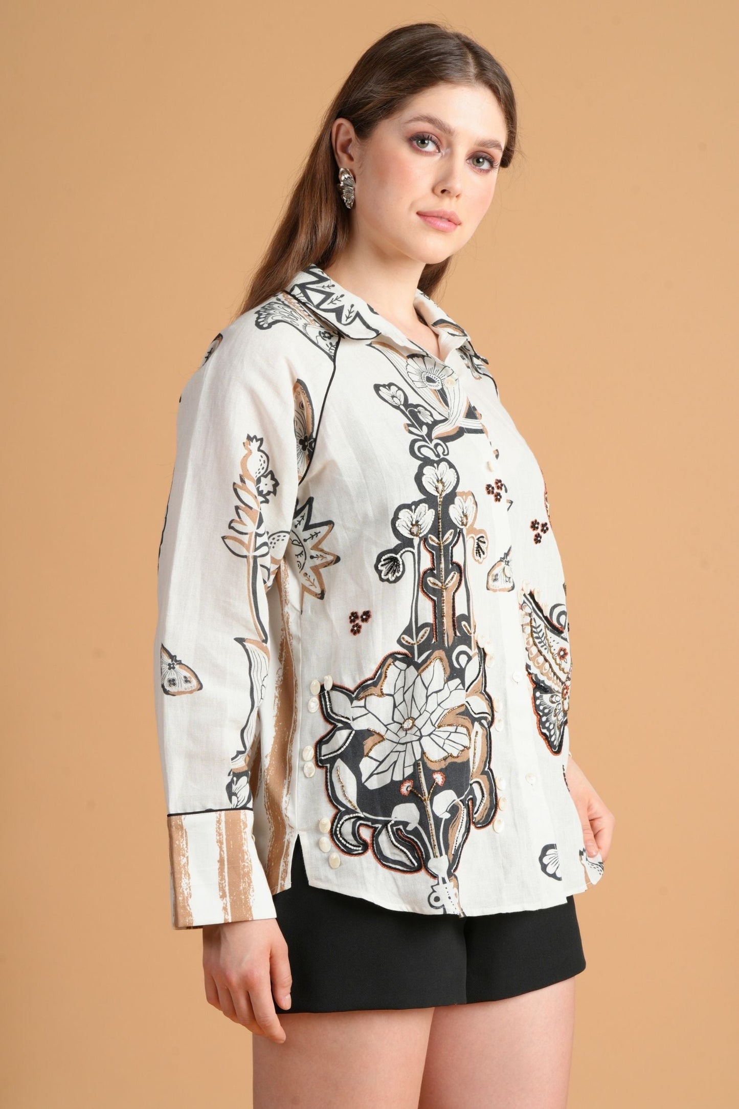 Soraya Printed Ladies Embellished Shirt