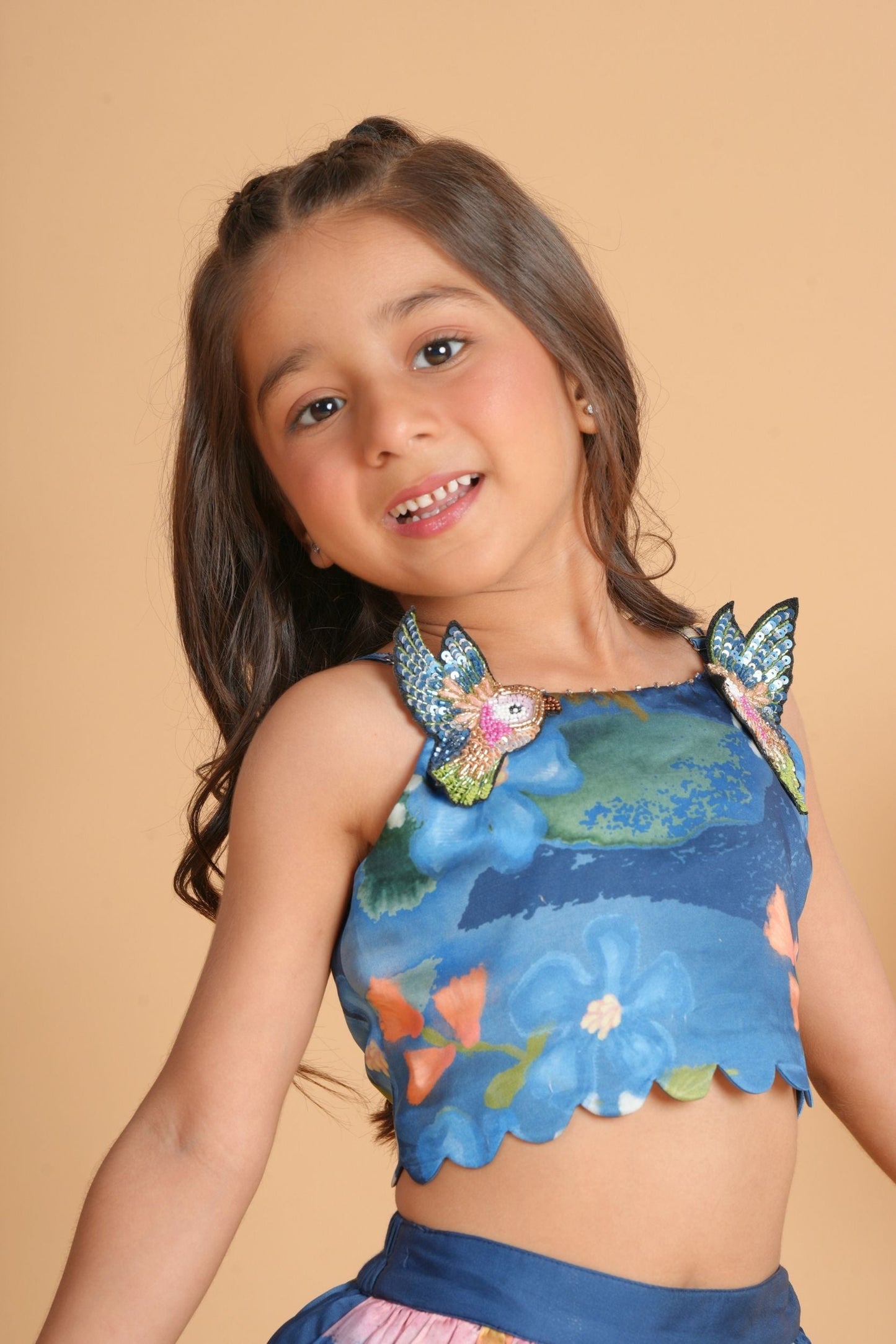 Iris Bloom Bird Dress & Skirt Cord Twinning Set