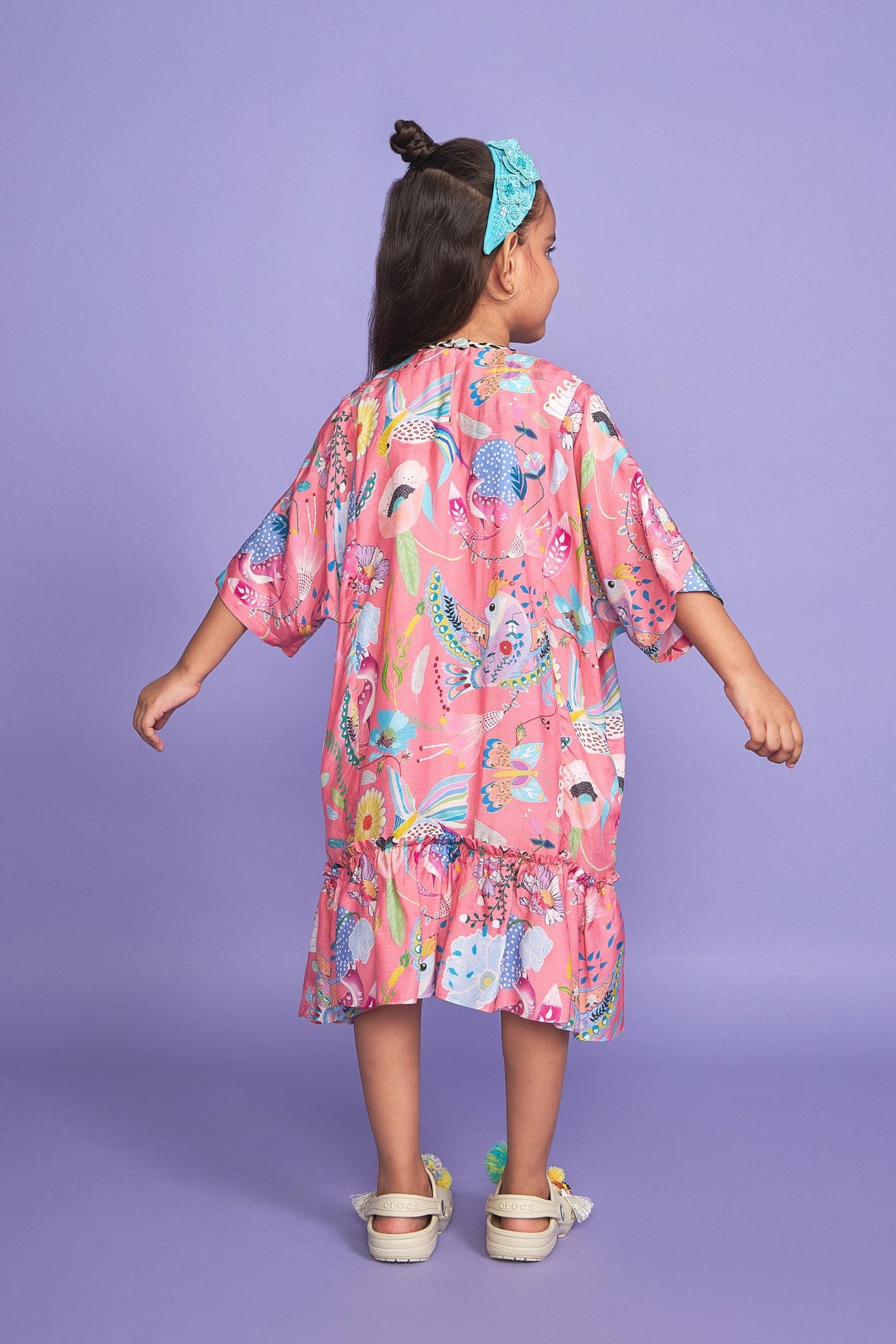 Pompom Pink Kids Cotton Kaftan Dress - Joey & Pooh