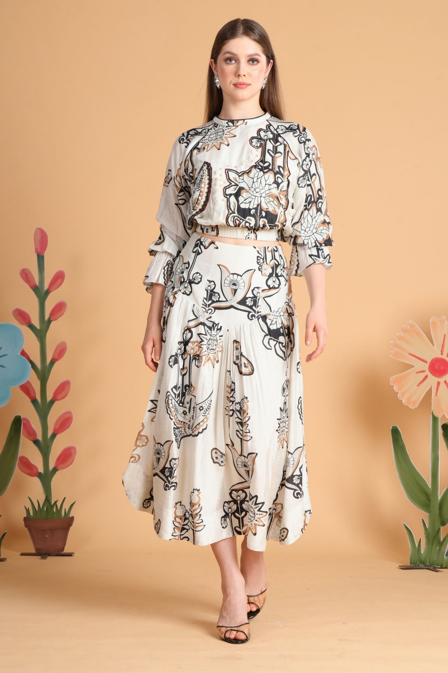 Soraya Embellished Ladies Blouse & Skirt Coord (Set Of 2 Pcs)