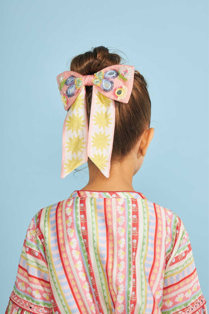 Thea Pink Embellished Bow Clip (on Kids)