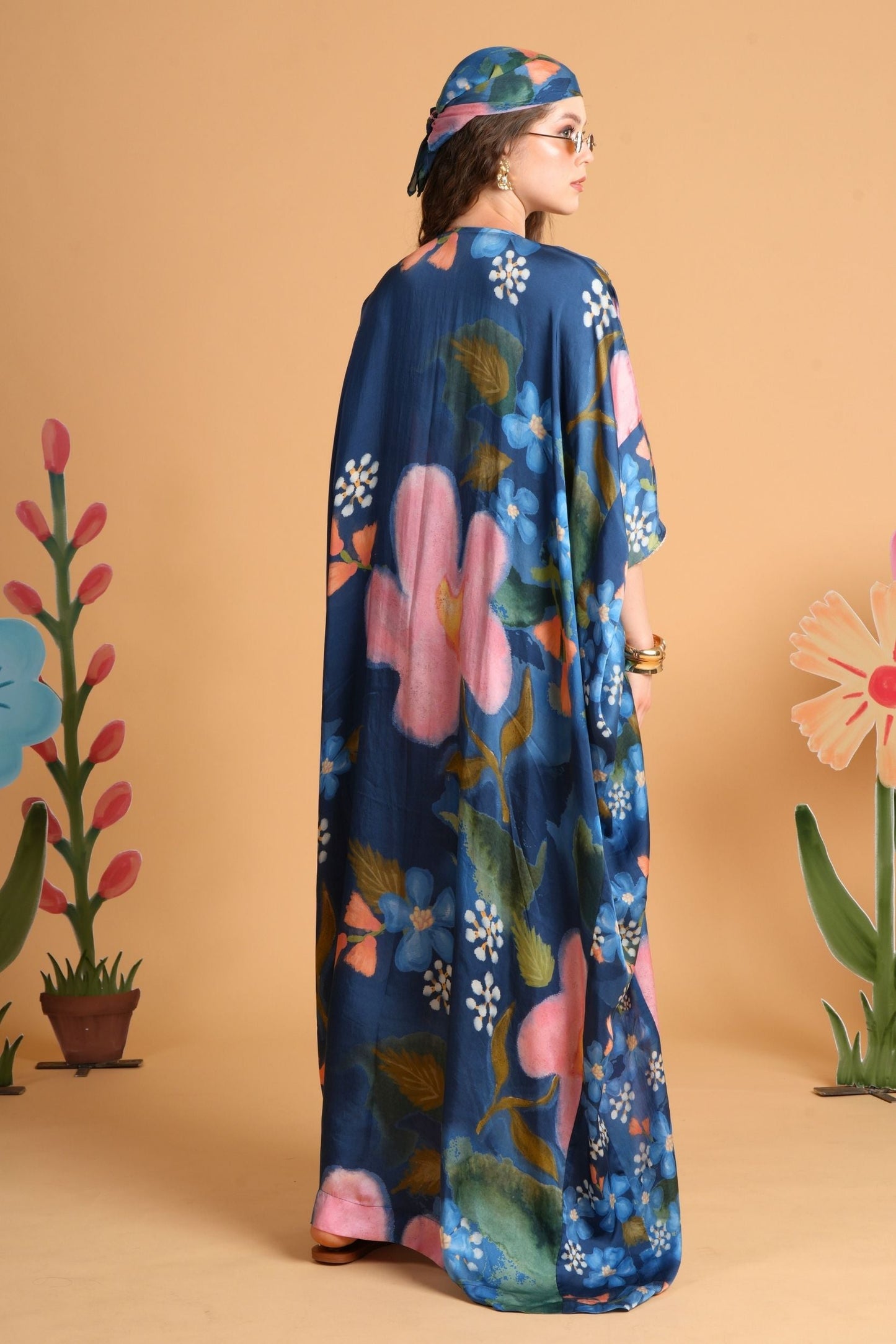 Iris Midnight Blue Embellished Ladies Kaftan Dress