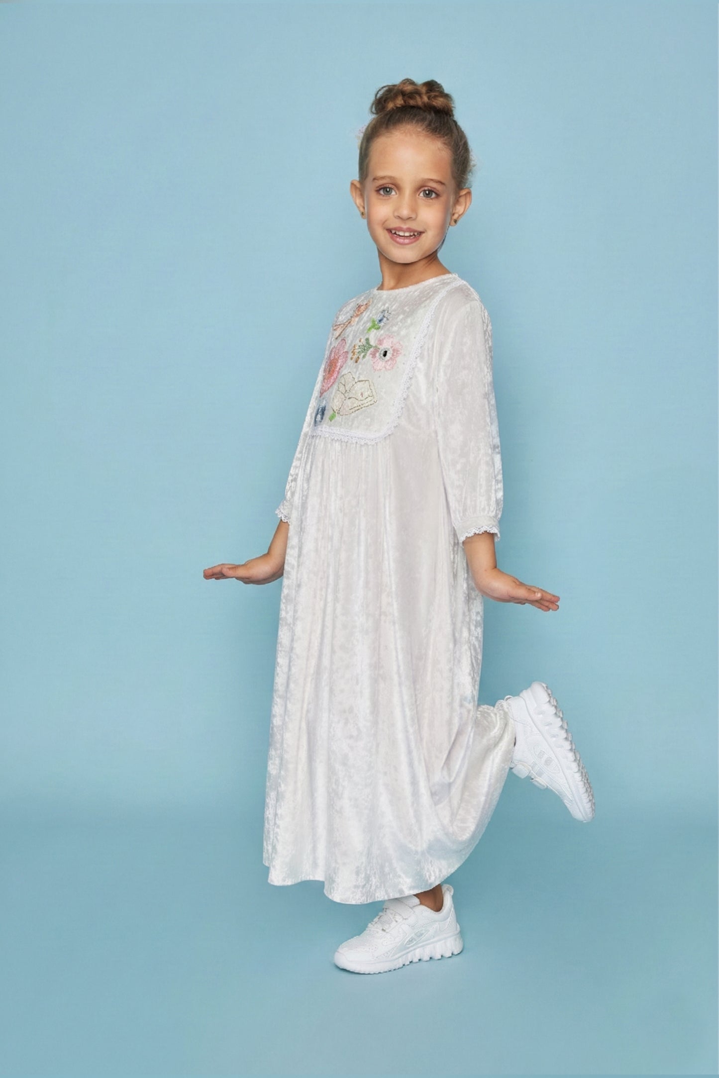 VELVET Dragonfly Mirror Yoke Embellished Girls Long Dress